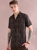 Half Sleeves Brown Rayon Cotton Printed Shirt For Men