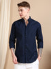 Solid Linen Navy Blue Shirt for Men