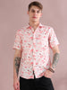 Pink Palm Print Linen Shirt