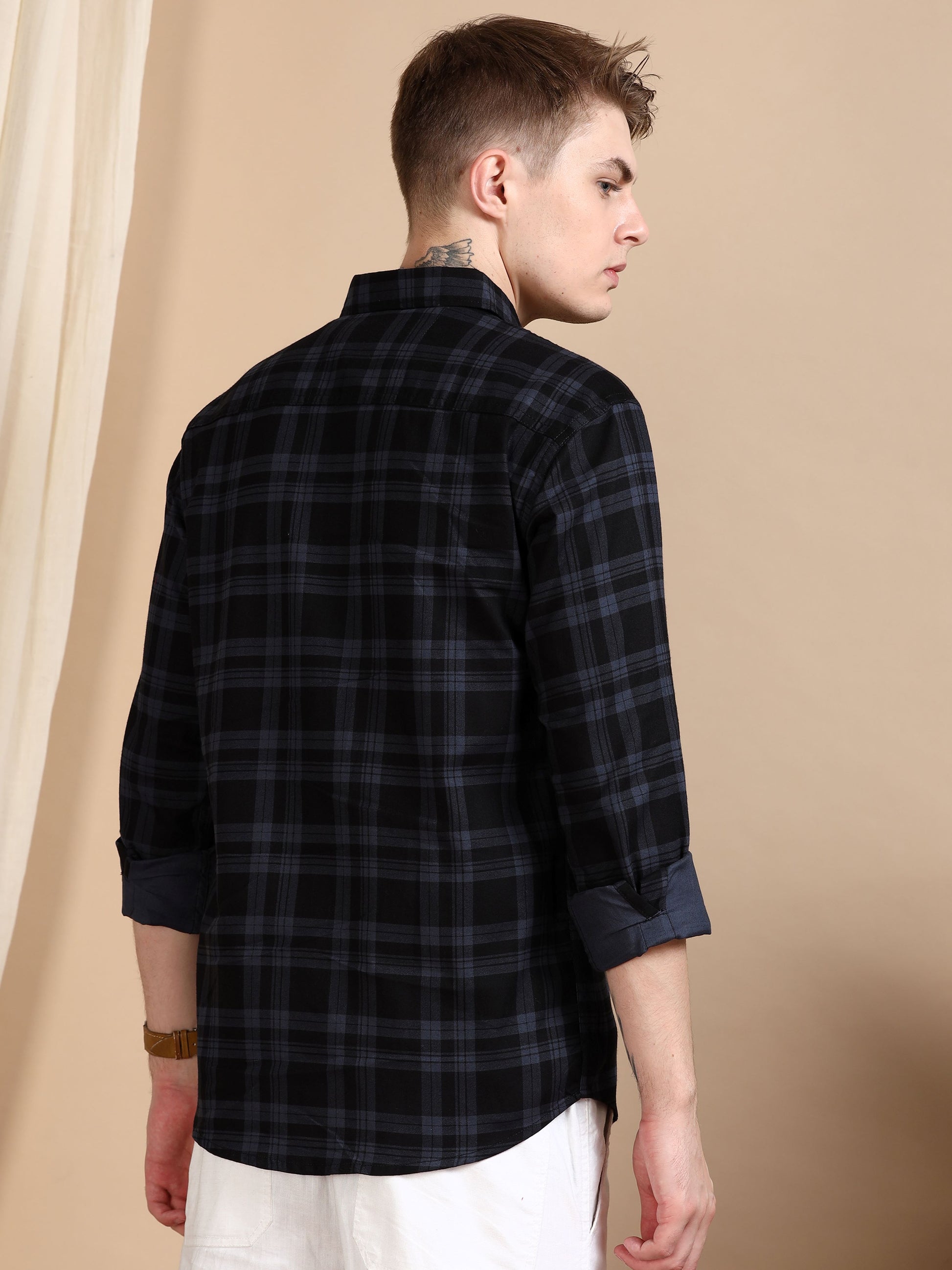 Ashgrey Cotton Blend Trendy Checked Shirts For Men