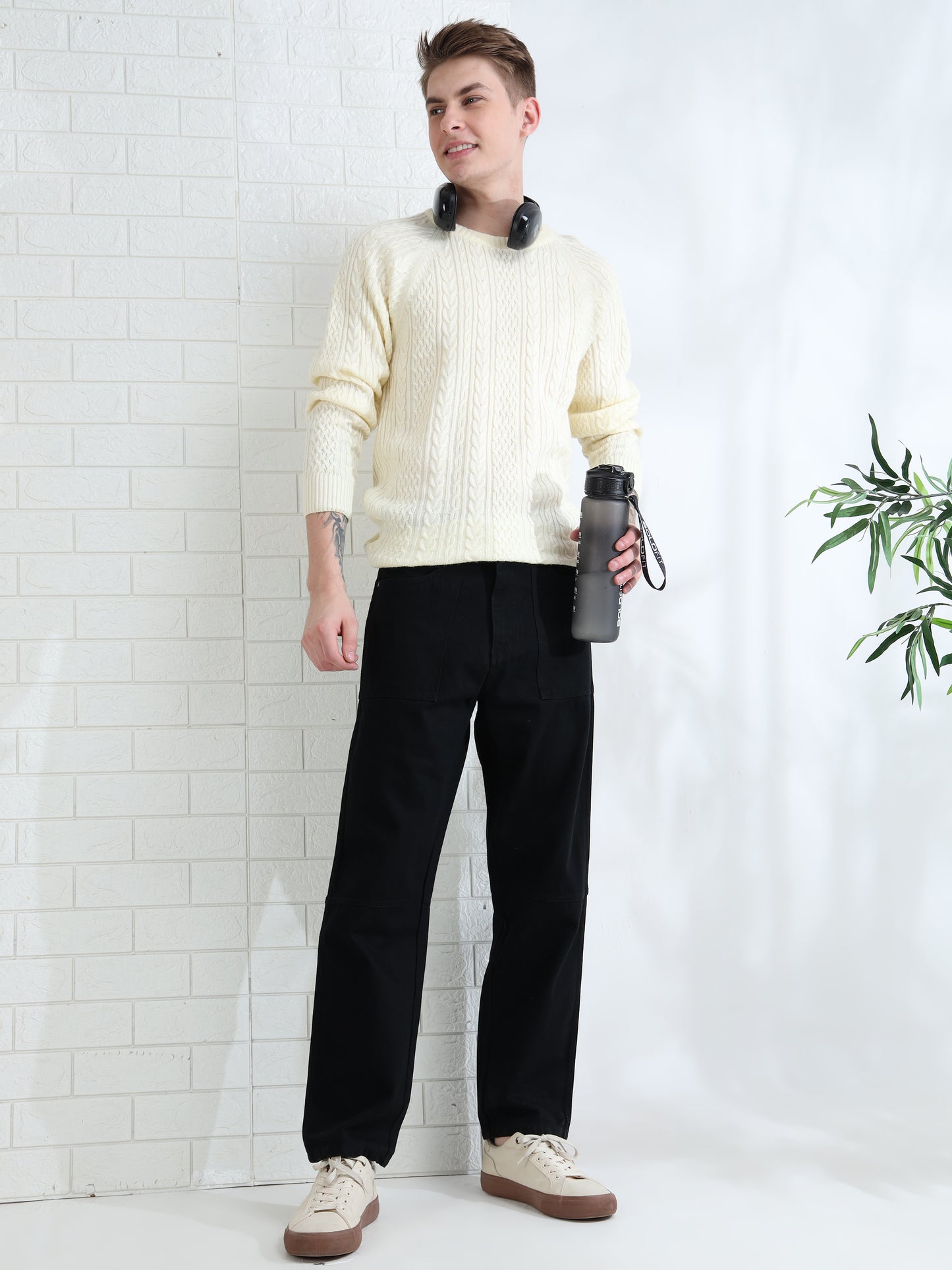 Men's everyday wear black denim jeans