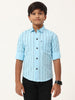 Aqua Blue Stripes Cotton Shirt for Kids