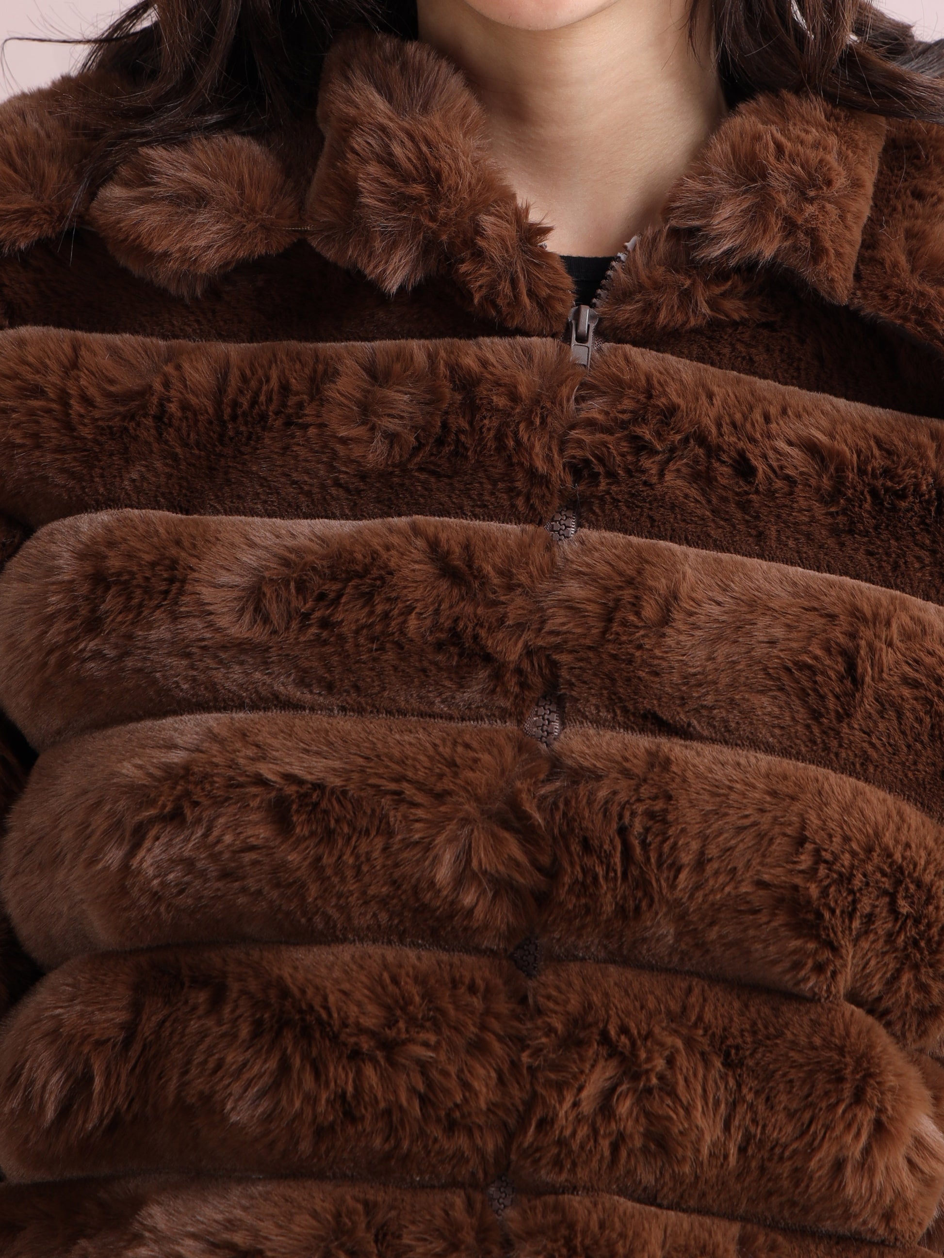 brown faux fur jacket