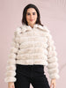 Luxury cream Faux Fur Puffer Jacket for Women – Cozy Winter Style