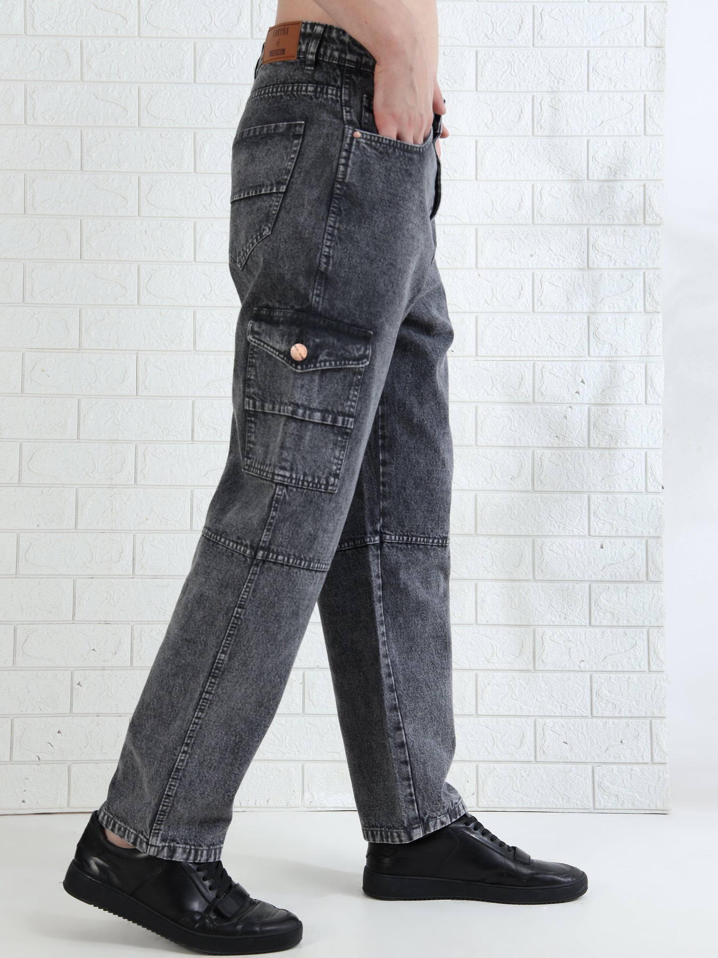 Urban Drift Dark Grey Cargo Pants Baggy for Men 