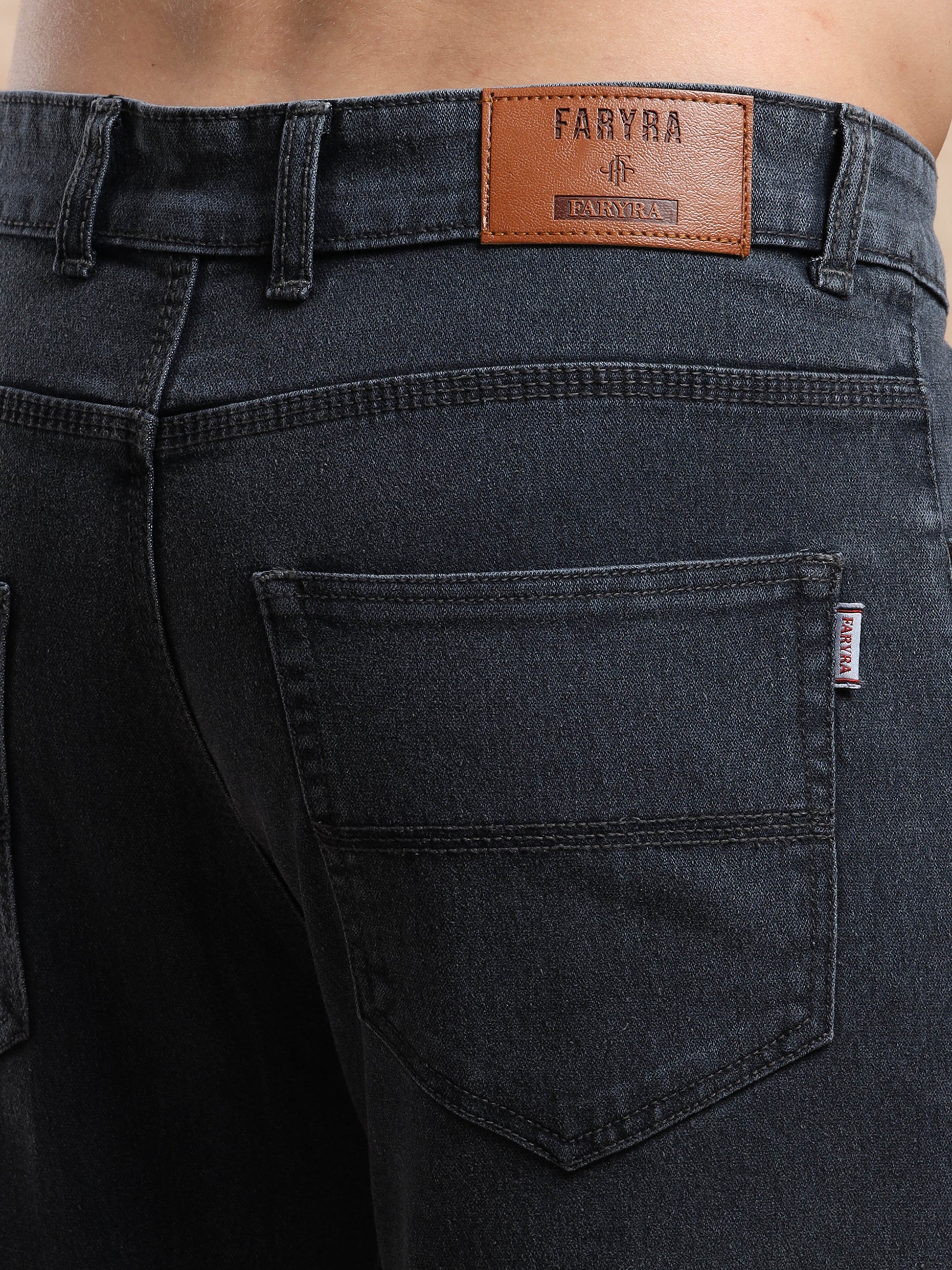 Casual Slim Fit Dark Grey Jeans for Men