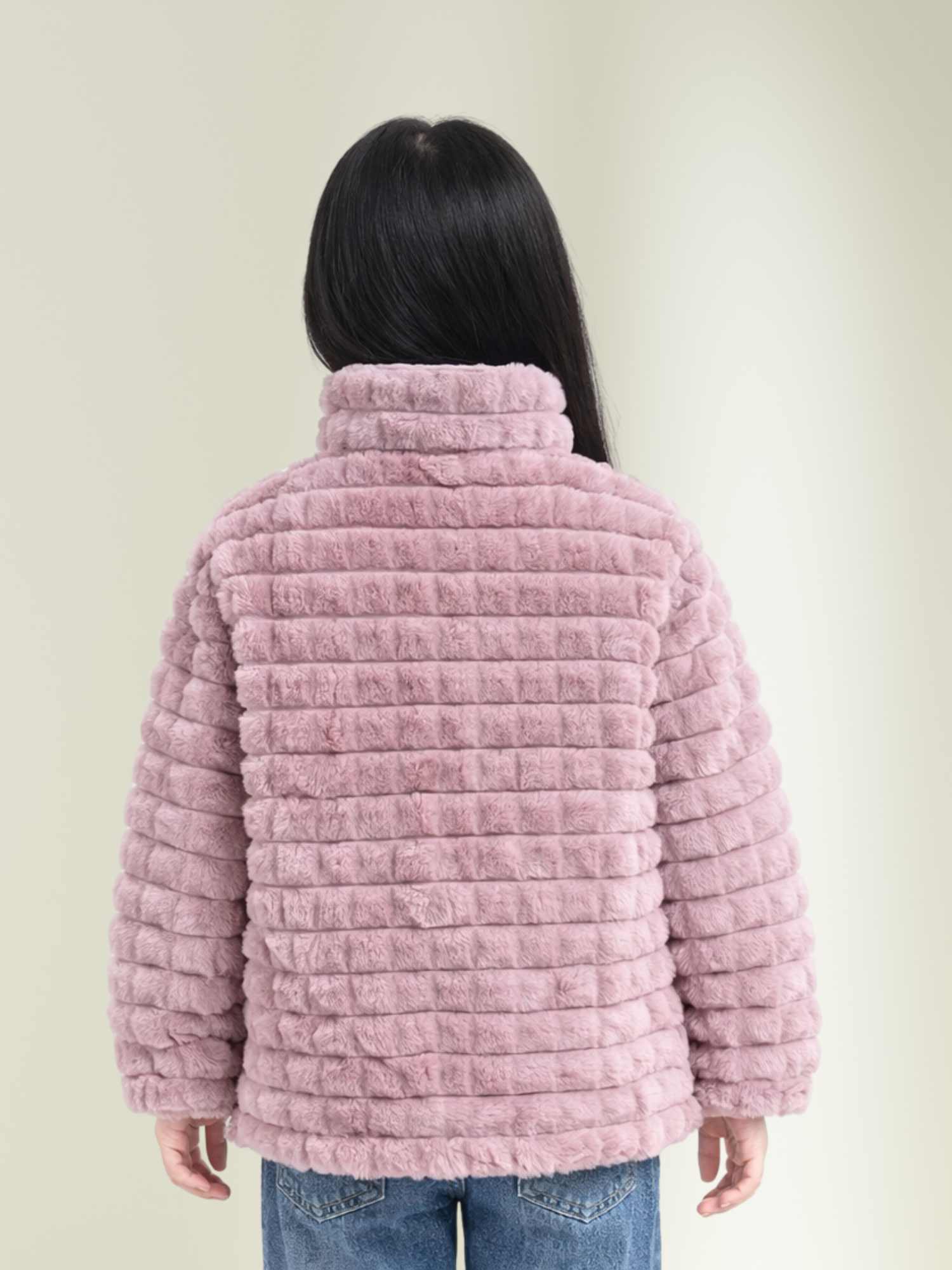 winter jacket showing ribbed texture, full sleeves and cozy winter fabric