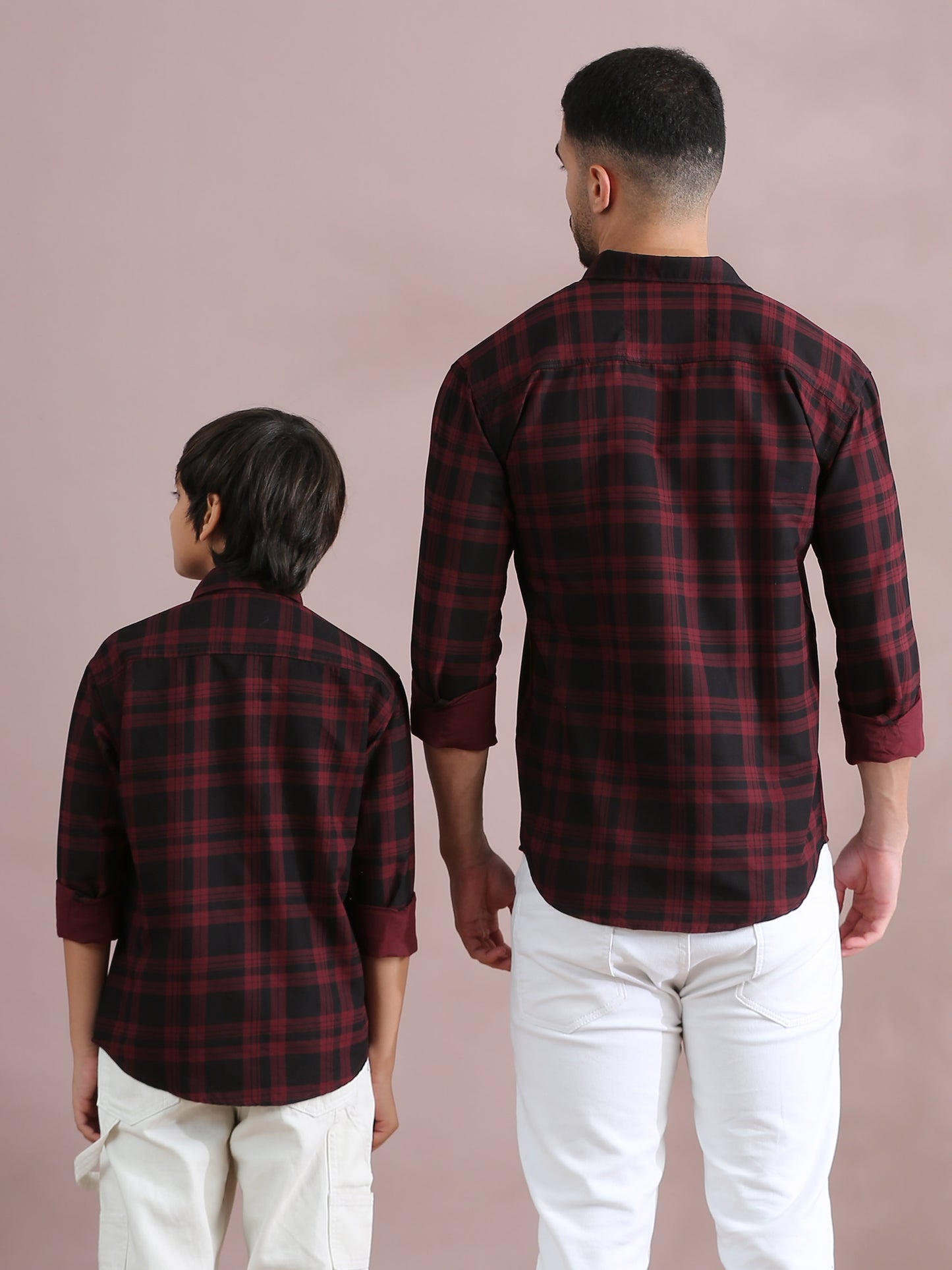 Dabang Maroon Checked Father And Son Tops Shirt Combo