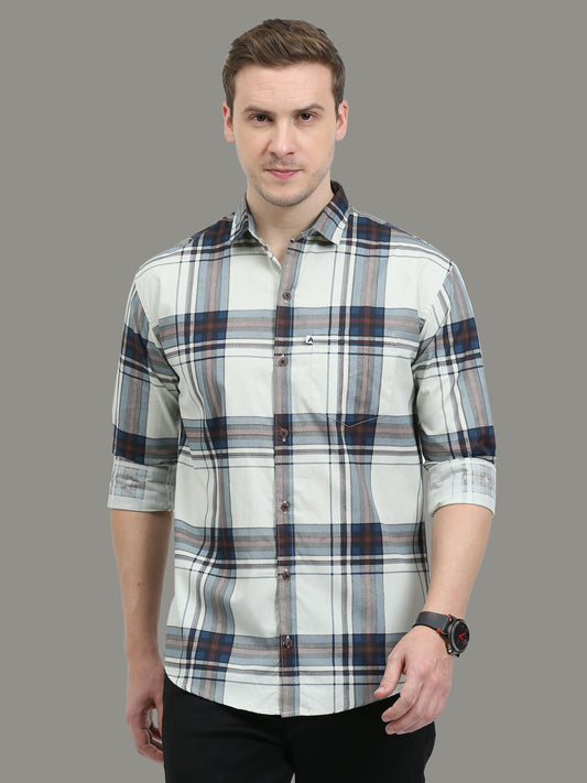  Broadchecks Cotton Green Check Shirt For Men 