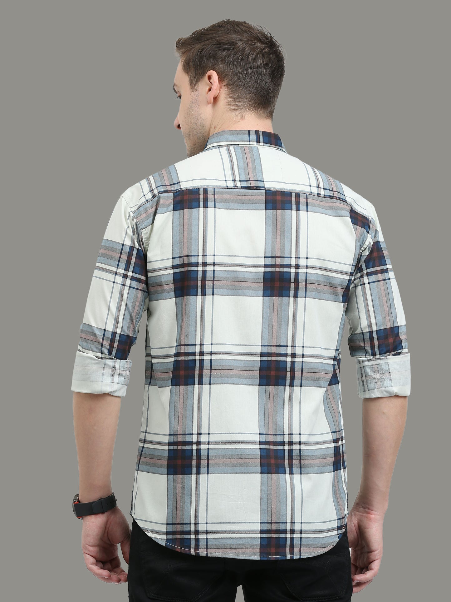  Broadchecks Cotton Green Check Shirt For Men 