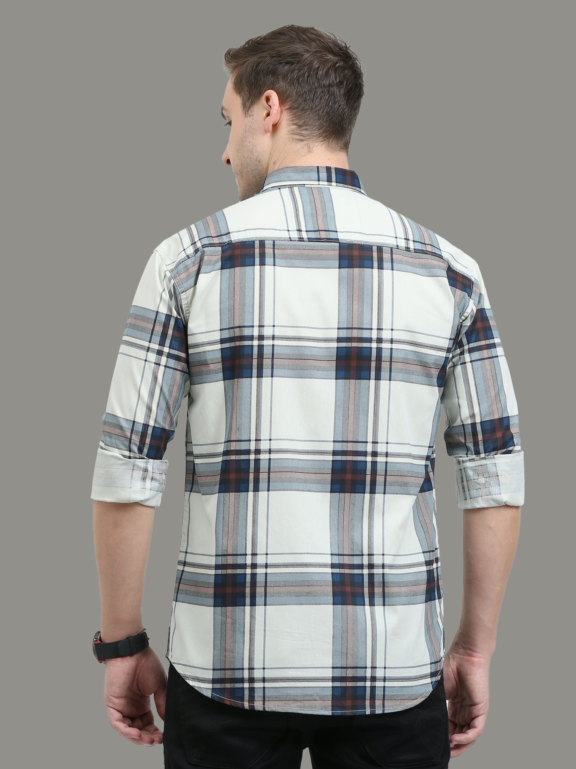  Broadchecks Cotton Green Check Shirt For Men 