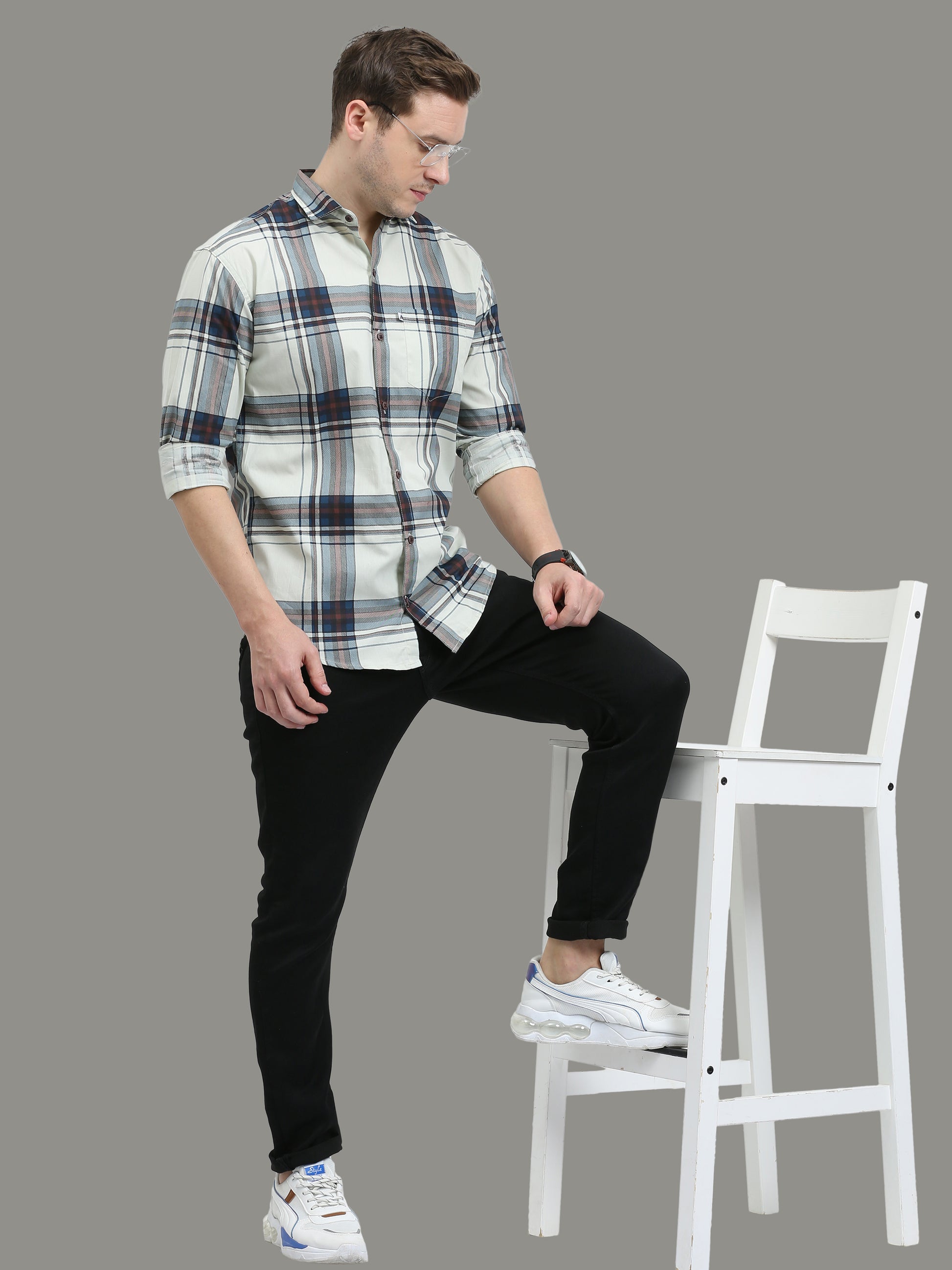  Broadchecks Cotton Green Check Shirt For Men 