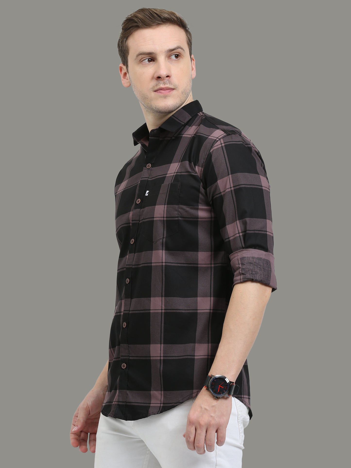 Plaid Violet Check Shirt for Men