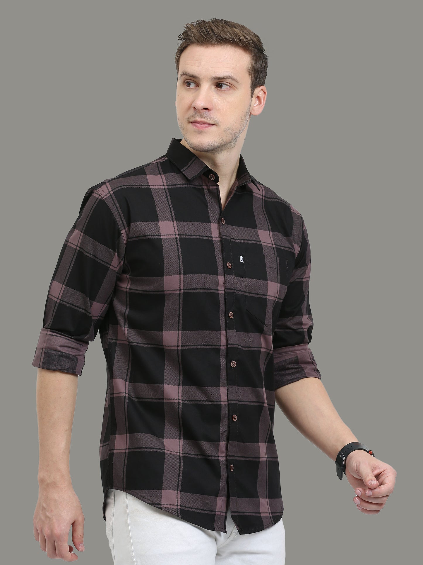 Plaid Violet Check Shirt for Men