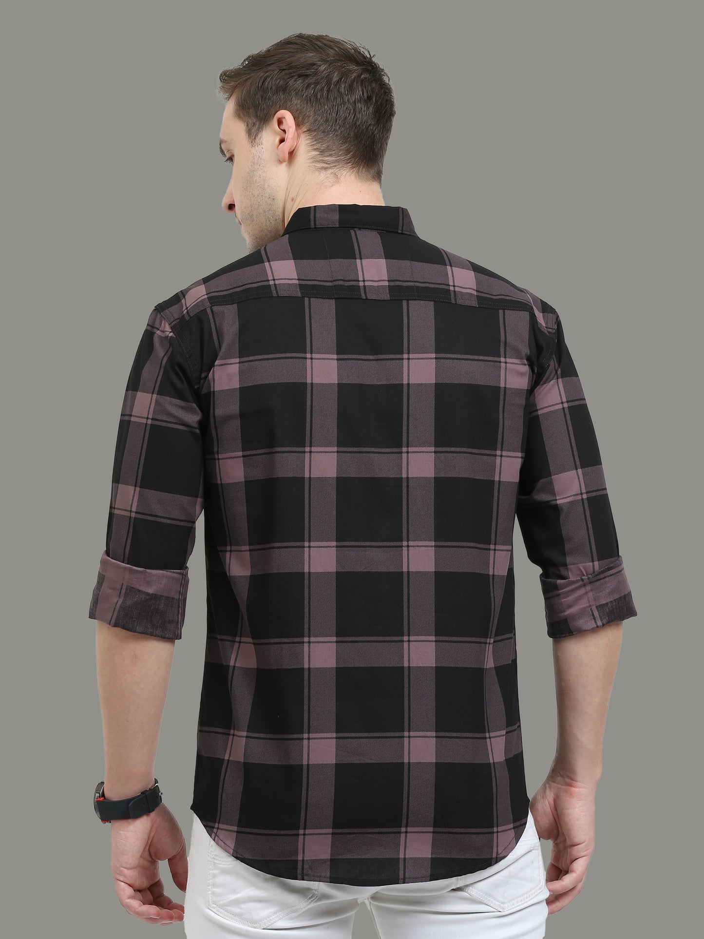 Plaid Violet Check Shirt for Men