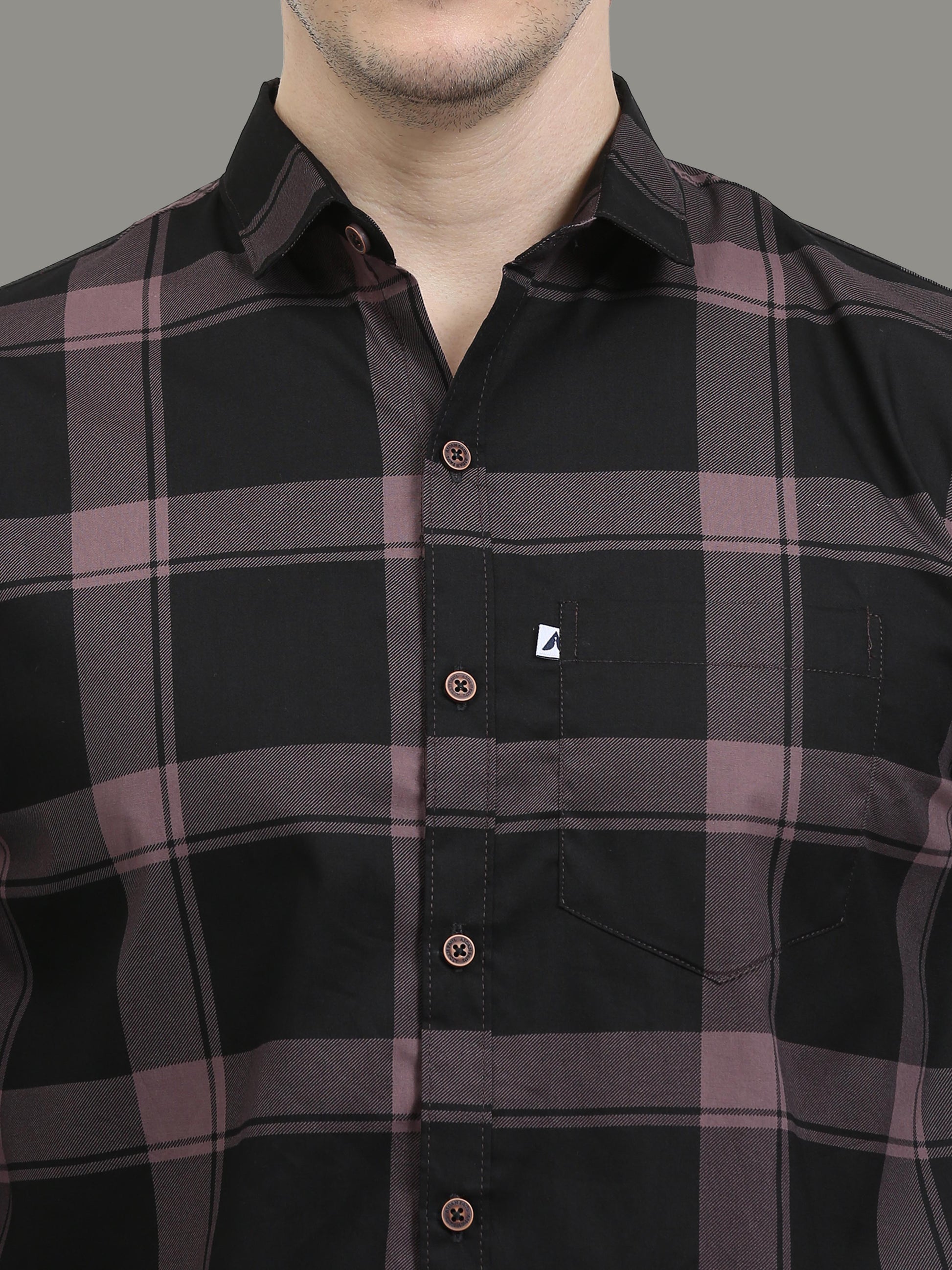 Plaid Violet Check Shirt for Men