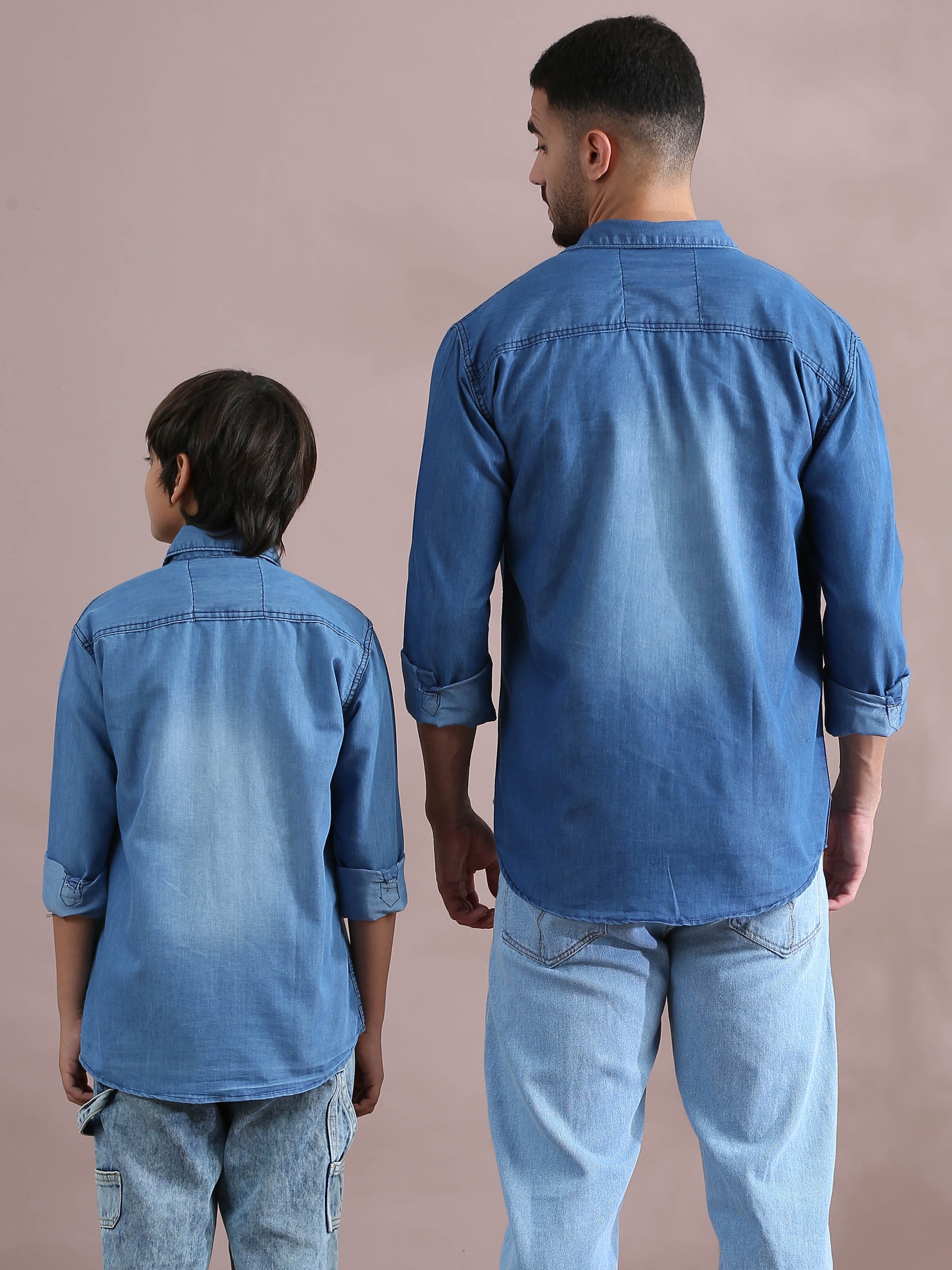  Double Pocket Father And Son Matching Collared Shirts