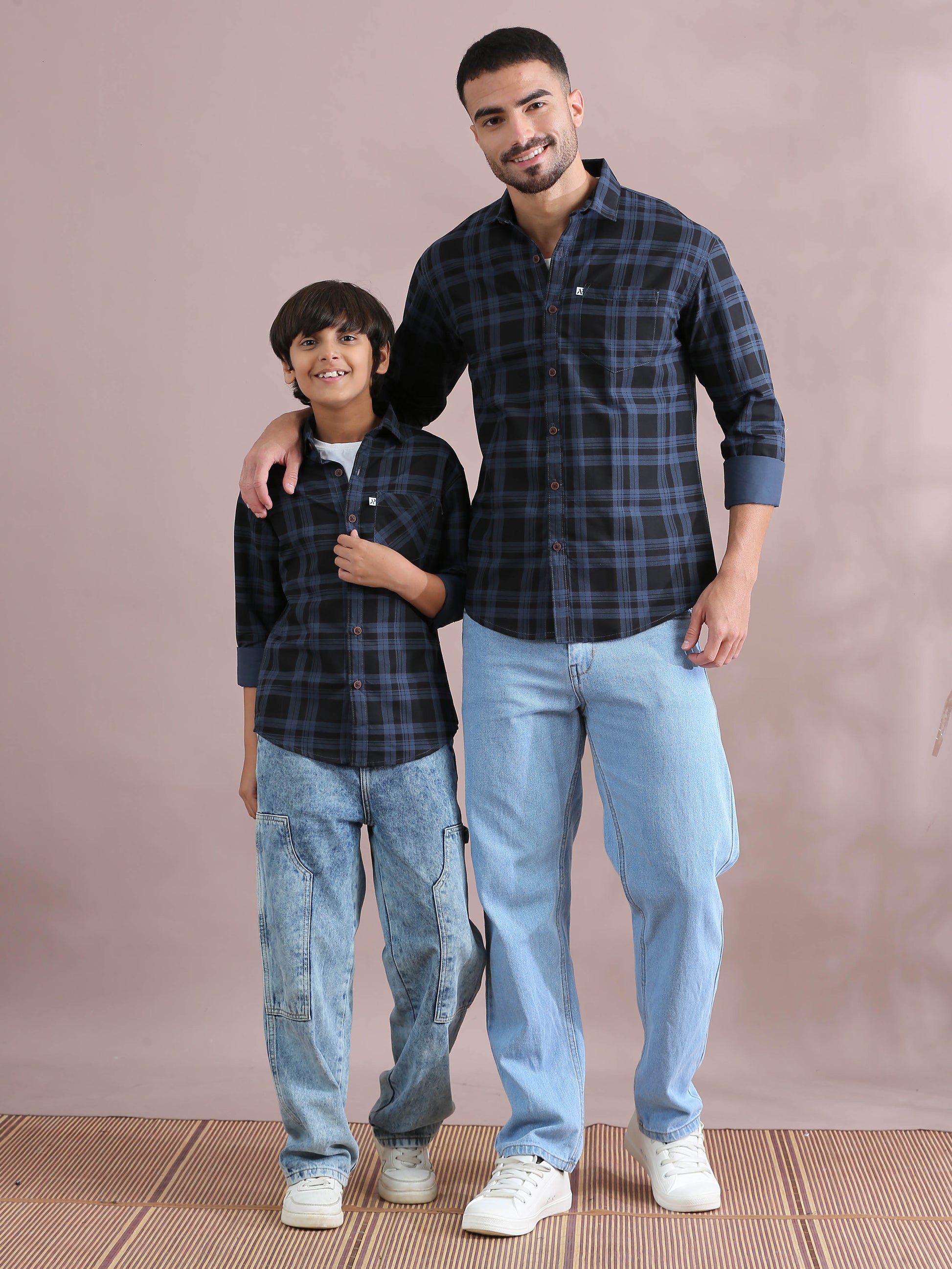 Dabang Ashgrey Cotton Matching Father Son Collared Shirts