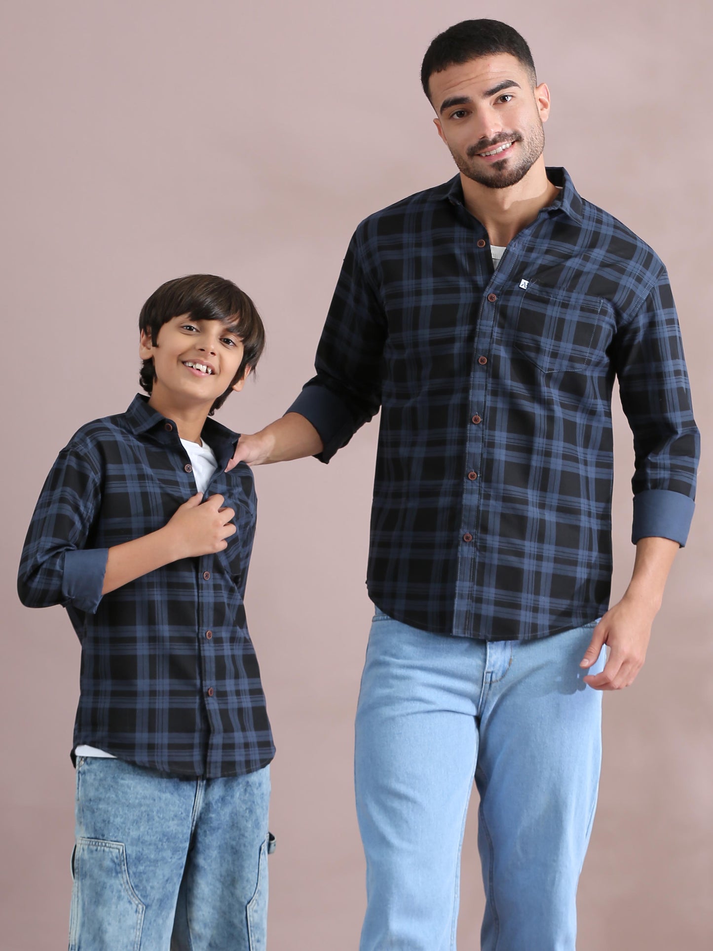 Dabang Ashgrey Cotton Matching Father Son Collared Shirts