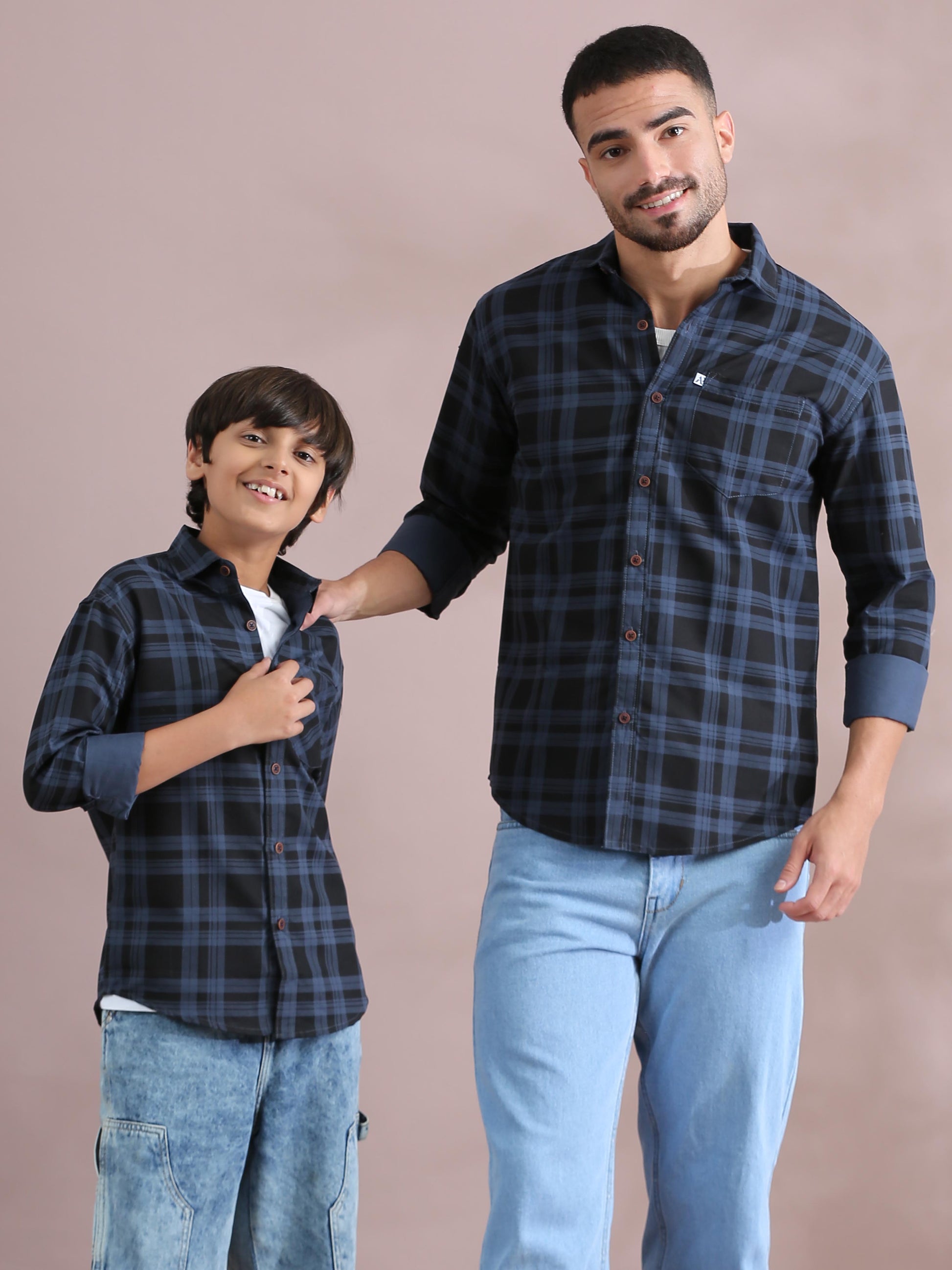 Dabang Ashgrey Cotton Matching Father Son Collared Shirts