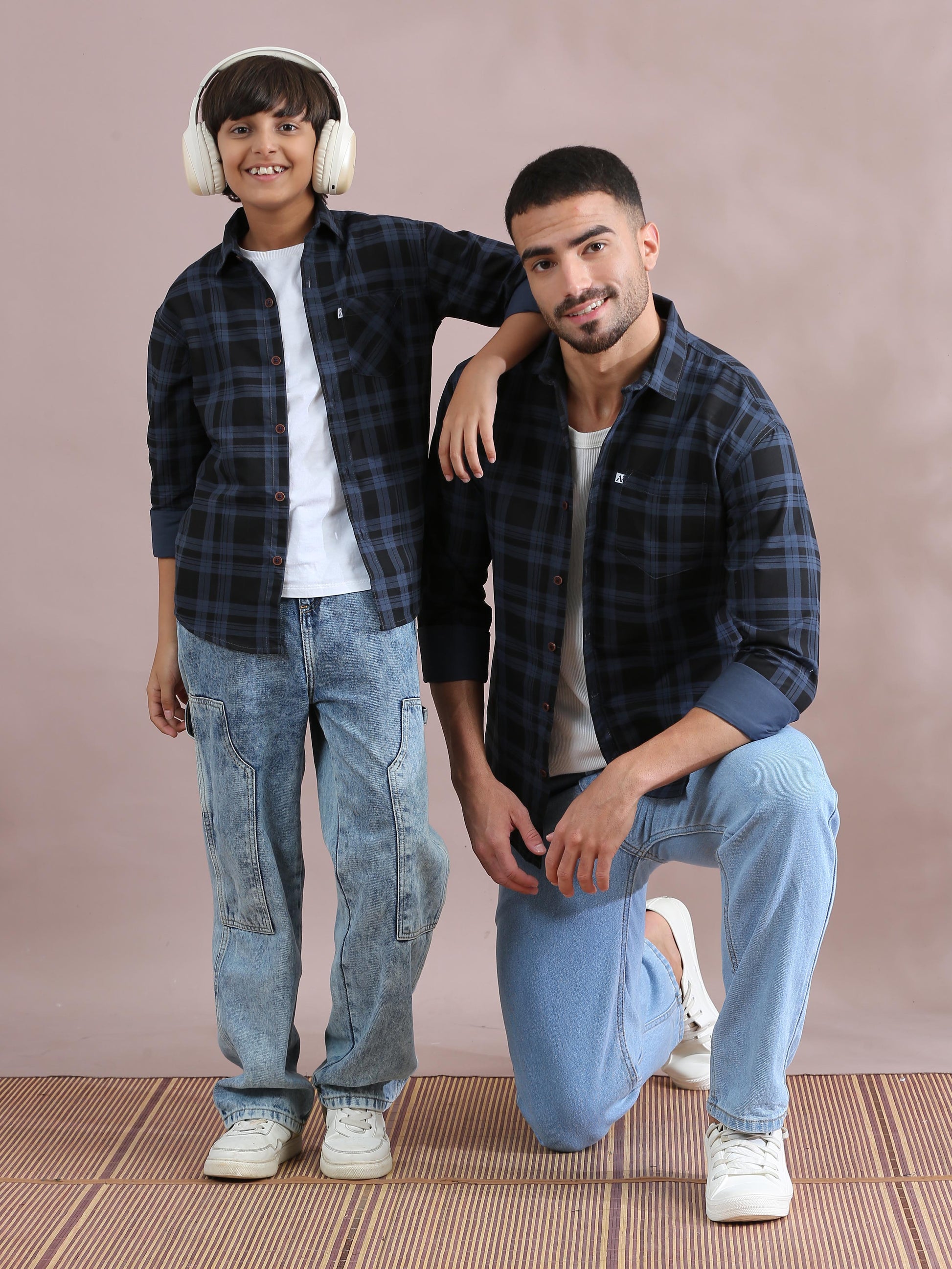 Dabang Ashgrey Cotton Matching Father Son Collared Shirts