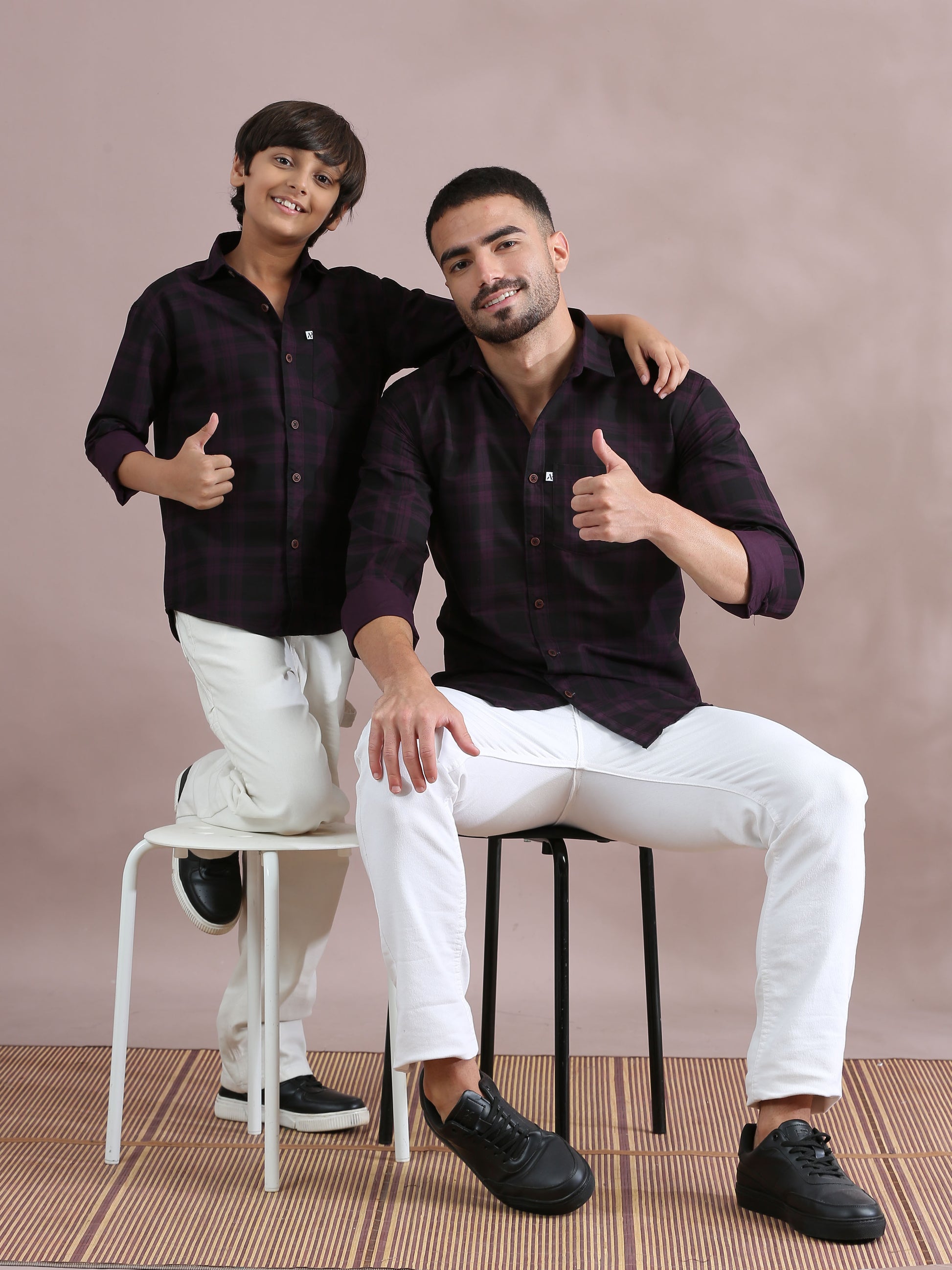 Purple Father And Son Matching Formal Shirts 