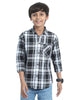 Tiger White  Cotton Blend Checks Shirt For Kids