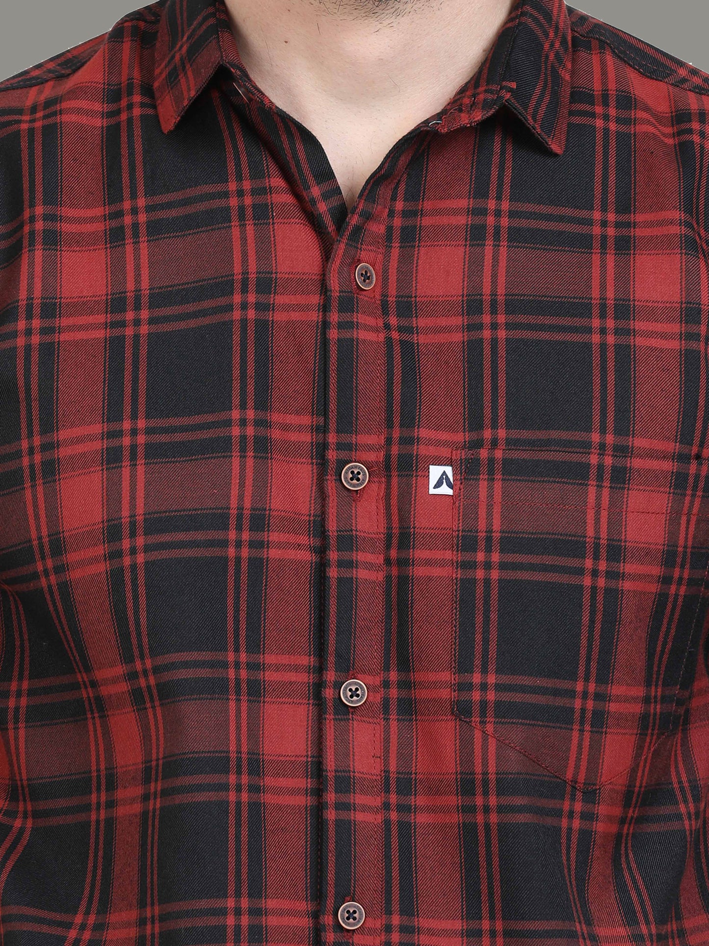 Tiger Orange Check Shirt Mens Cotton Blend