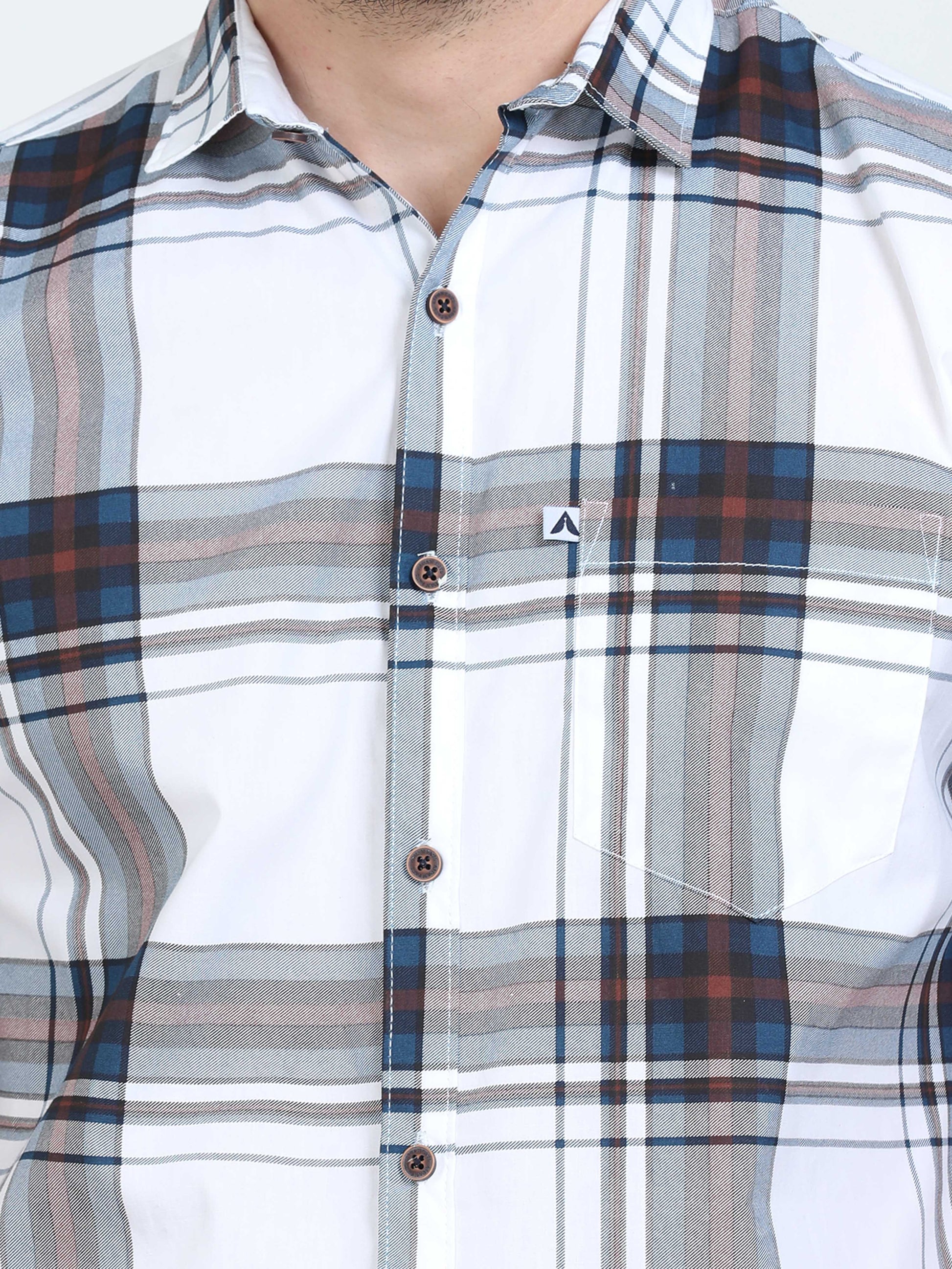 Broadchecks White Mens Half Sleeve Check Shirts 