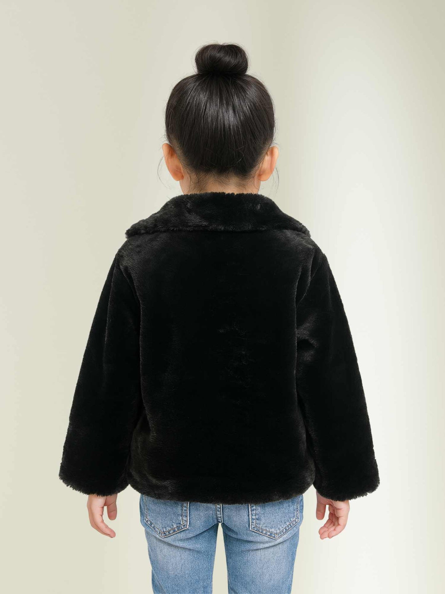 a black faux fur jacket