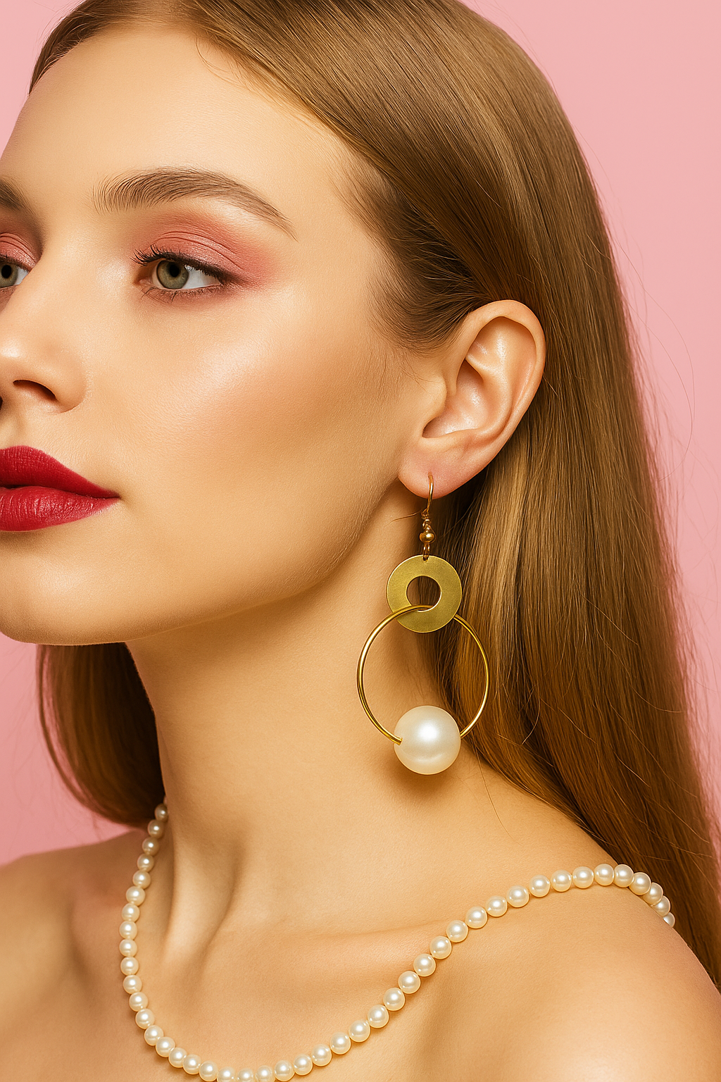 gold hoop earrings with pearl drop