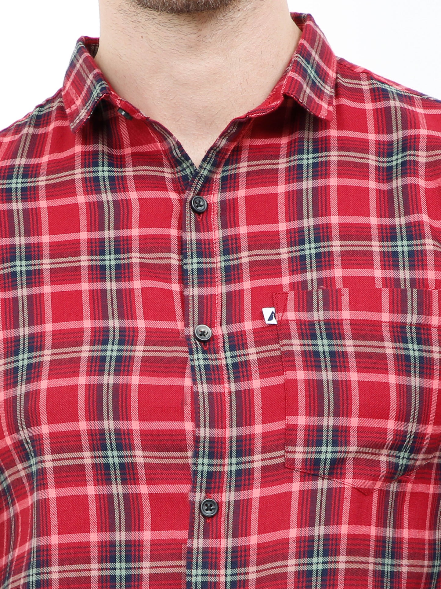 Men's Mix checks Red Cotton Blend Regular Fit Shirt