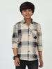 Broadchecks Yellow Cotton Blend Checks Shirt For Kids