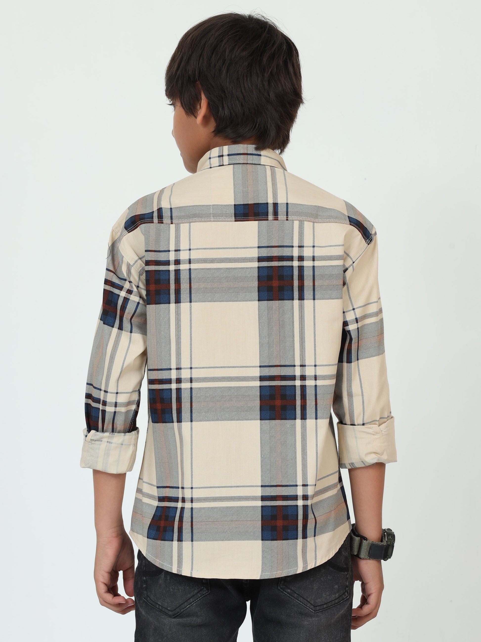Broadchecks Cotton Blend Boys Yellow Shirt
