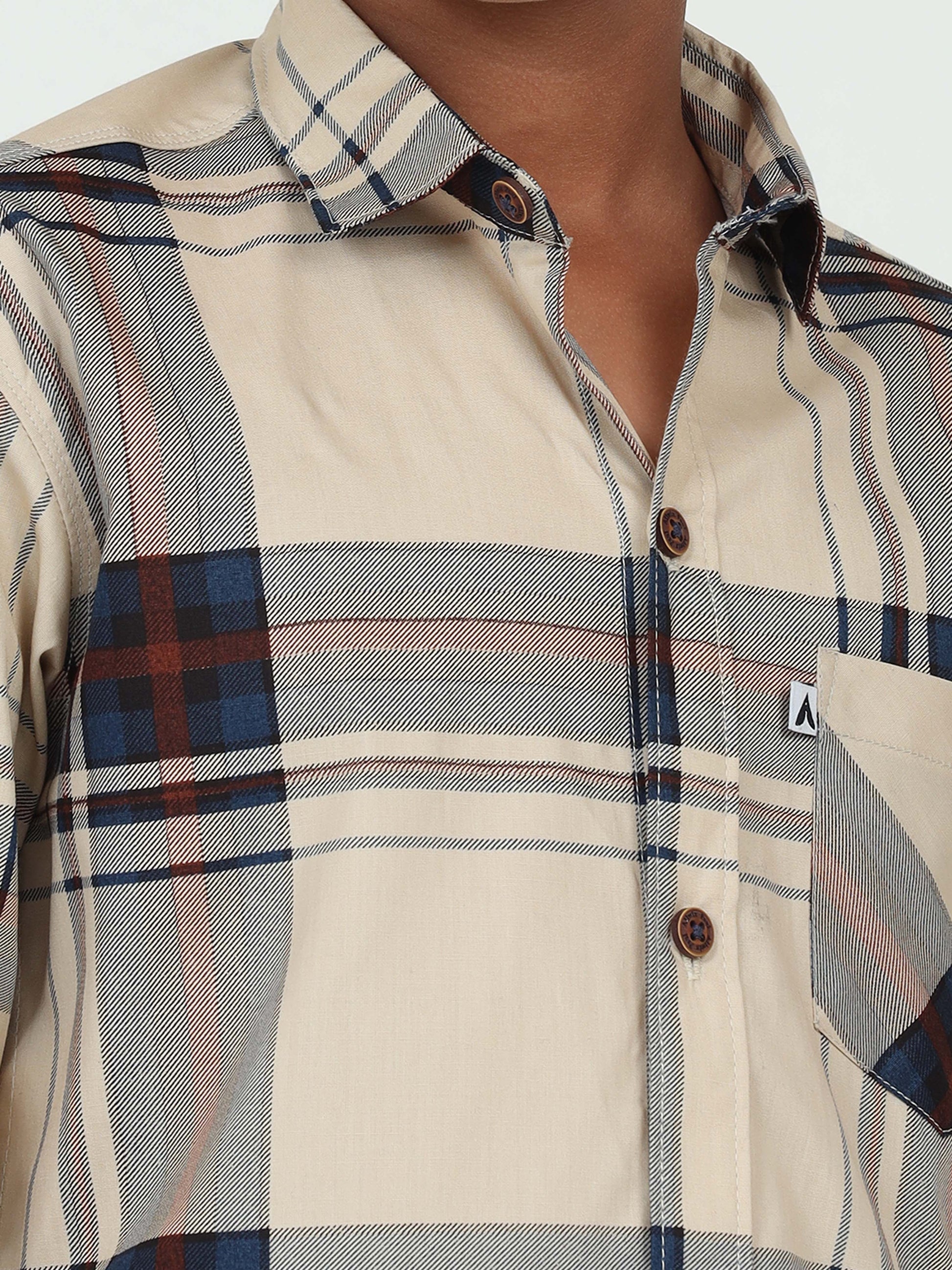 Broadchecks Cotton Blend Boys Yellow Shirt