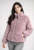 Women’s Lavender Faux Fur Winter Jacket – Soft  Zip-Up Warm Coat