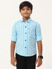 Aqua Blue Stripes Cotton Shirt for Kids