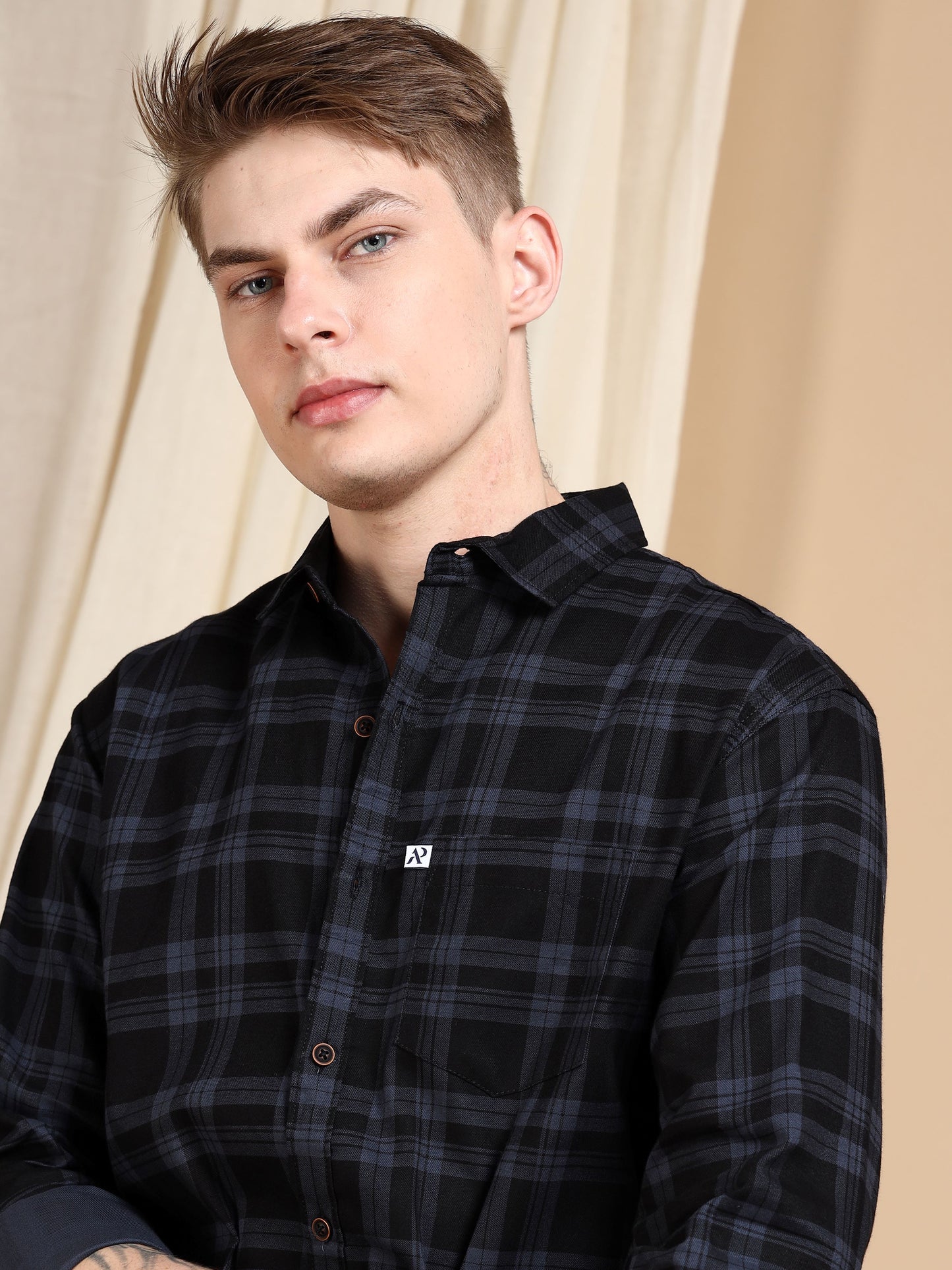 Ashgrey Cotton Blend Trendy Checked Shirts For Men