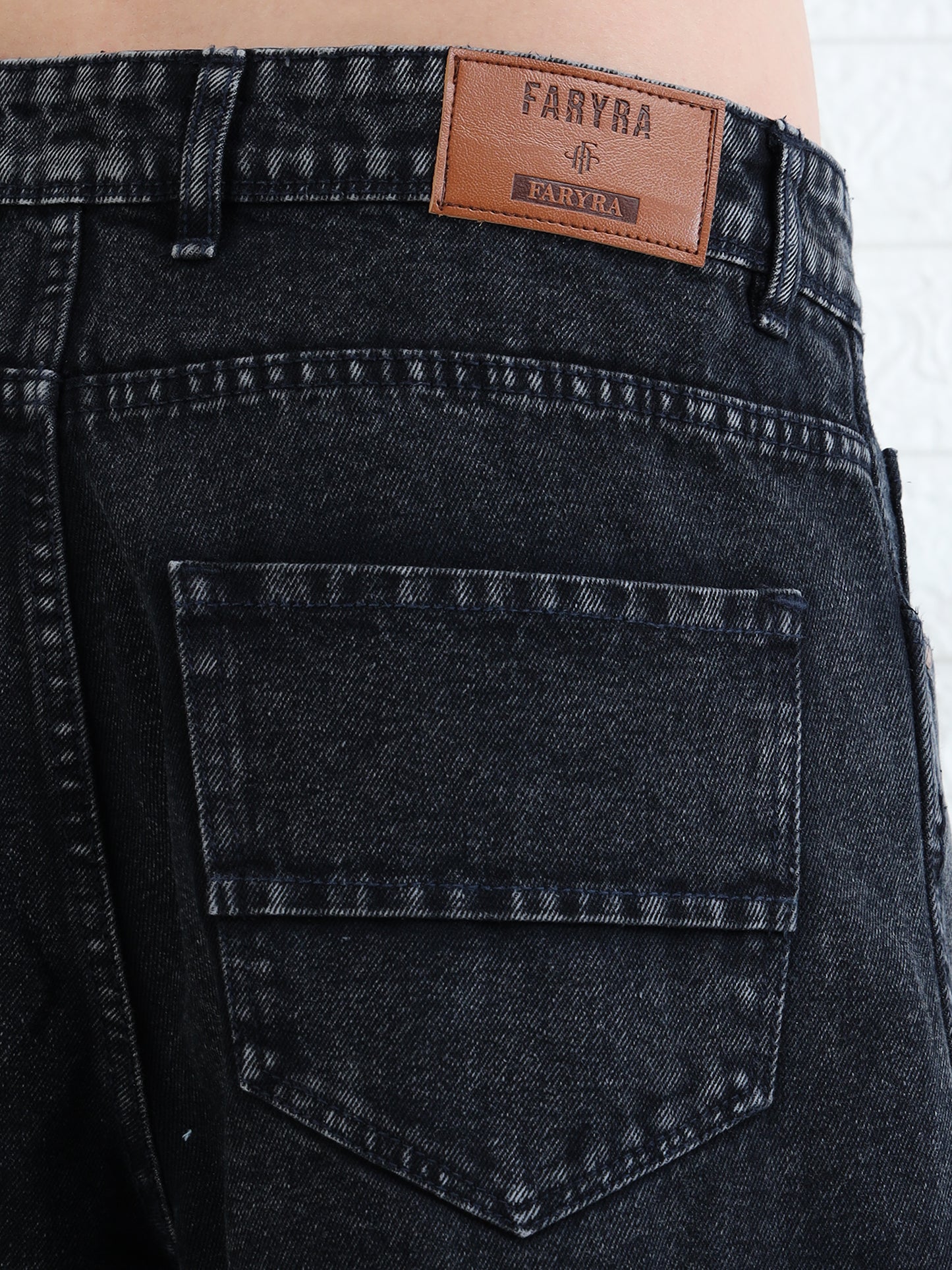 Men's everyday wear black denim jeans with comfortable fit and clean finish