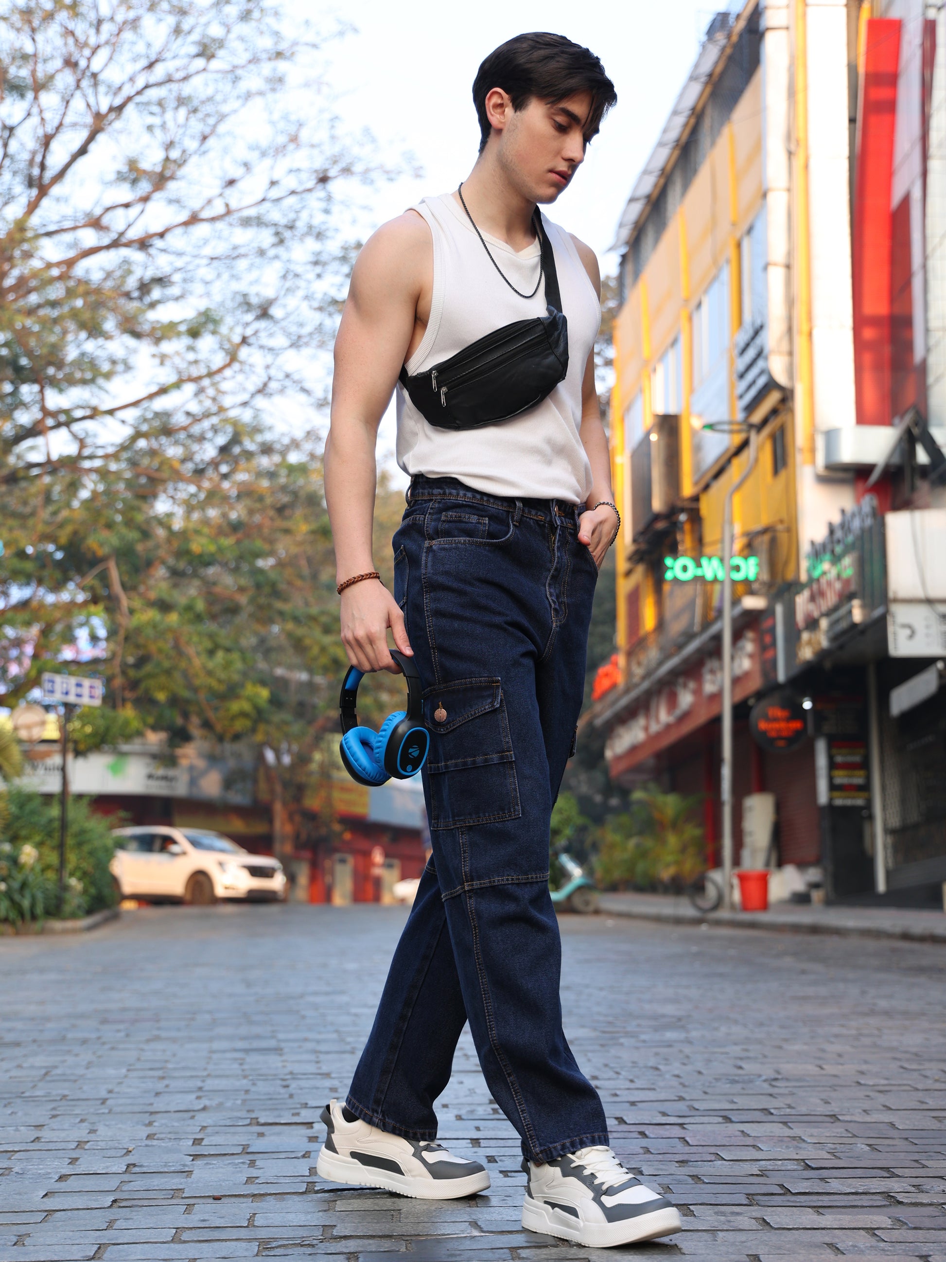 Casual streetwear baggy cargos for men
