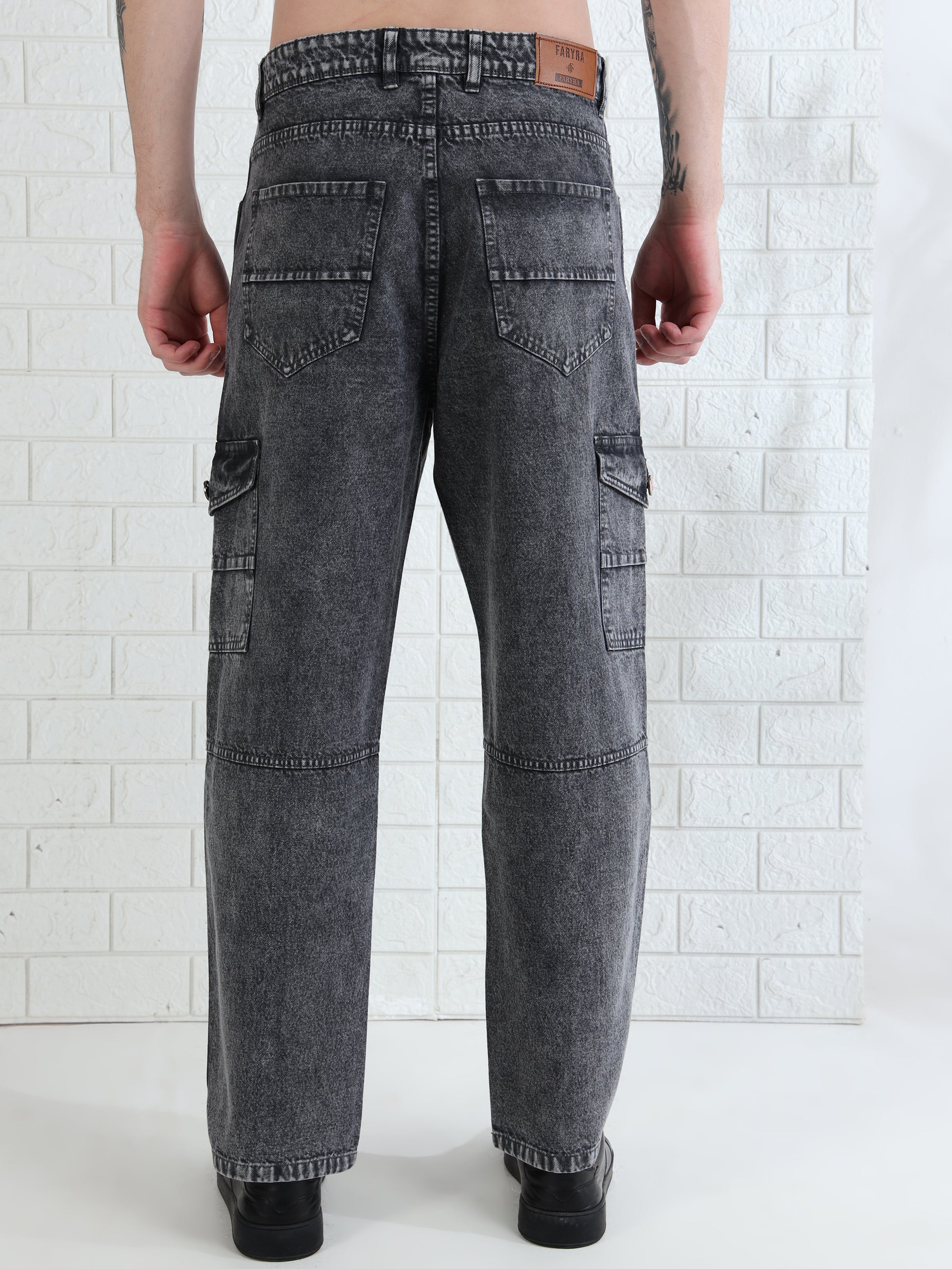 Urban Drift Dark Grey Cargo Pants Baggy for Men 