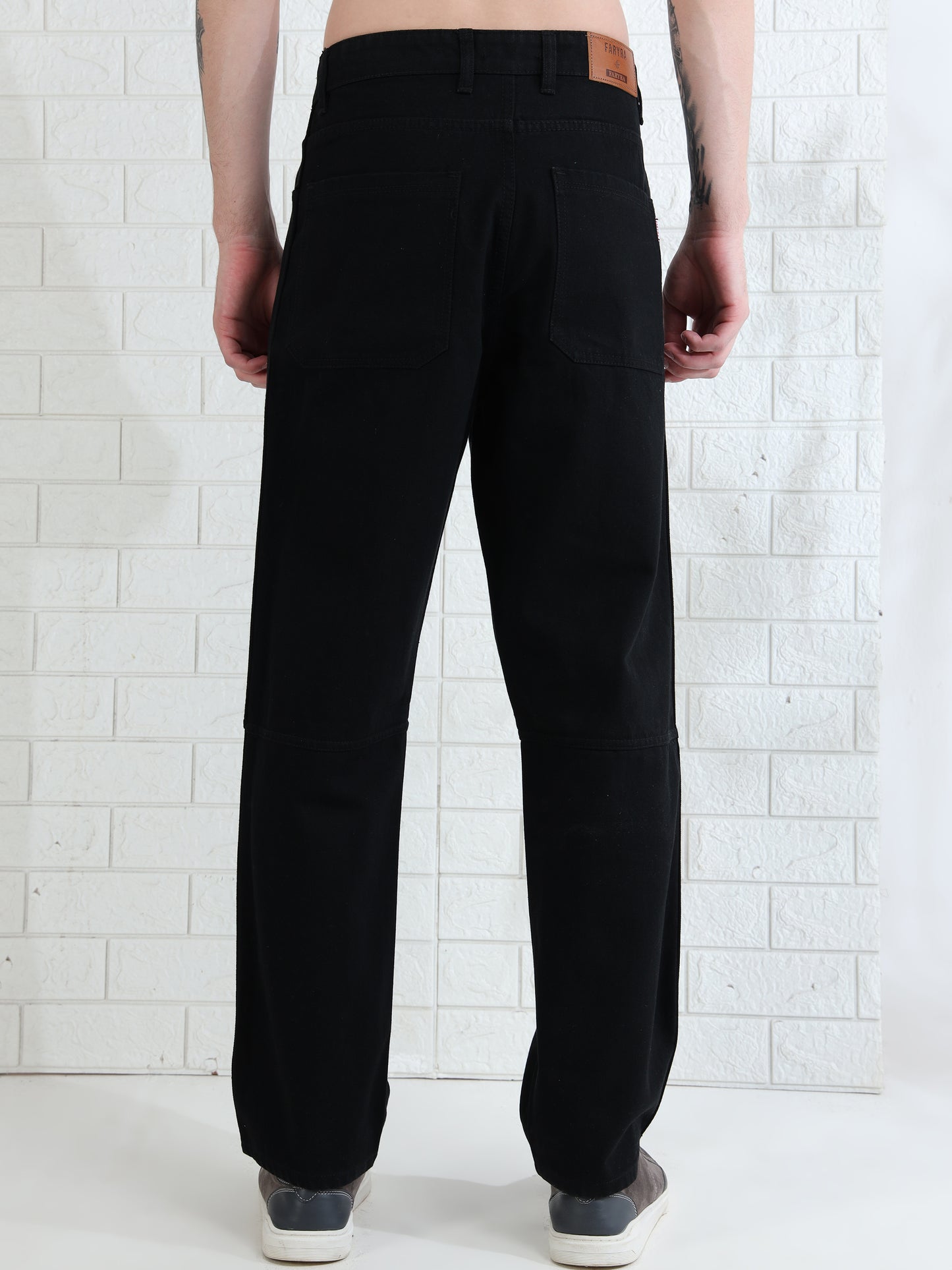 Men's black washed denim jeans