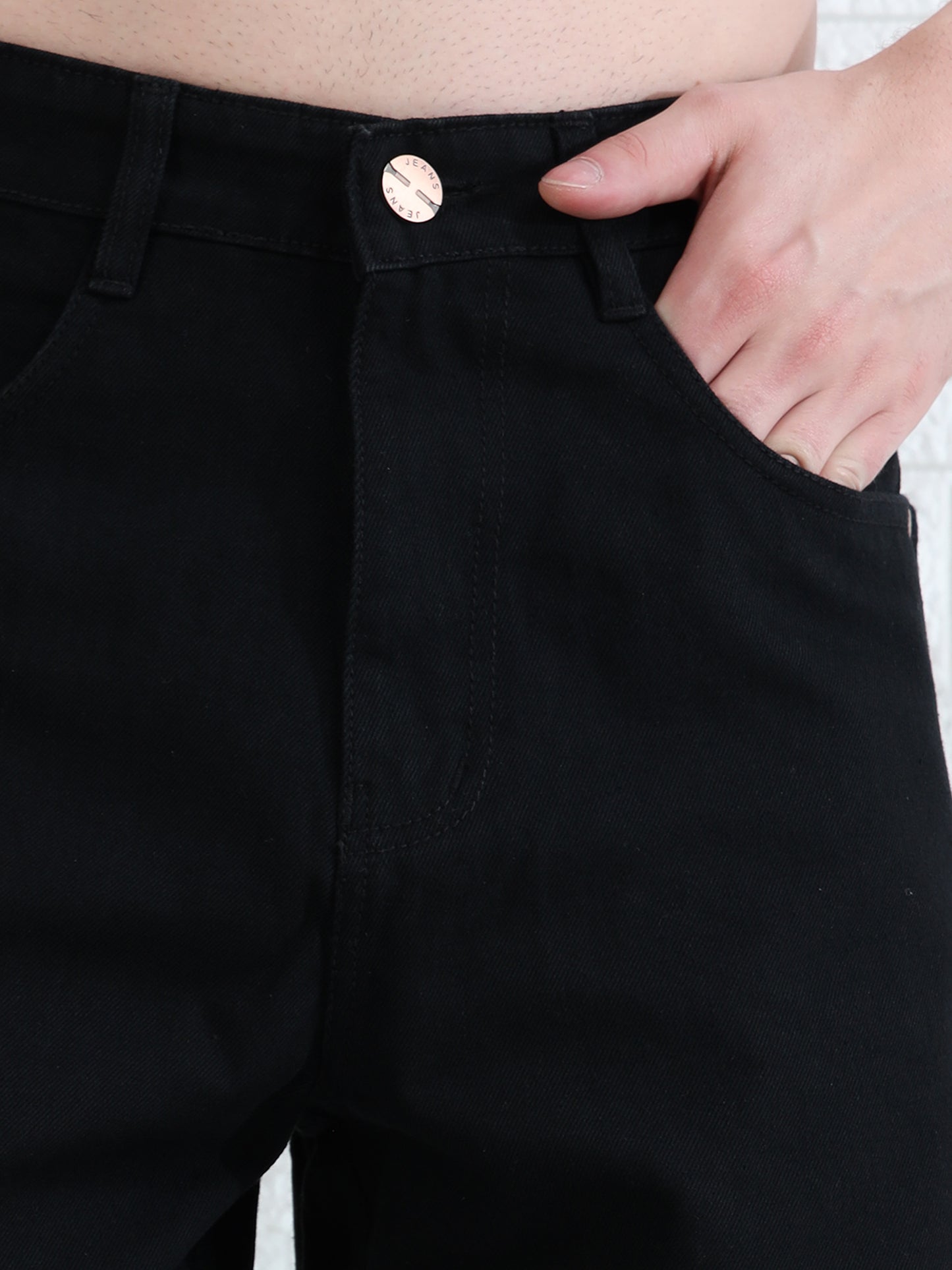 Casual men's washed black jeans