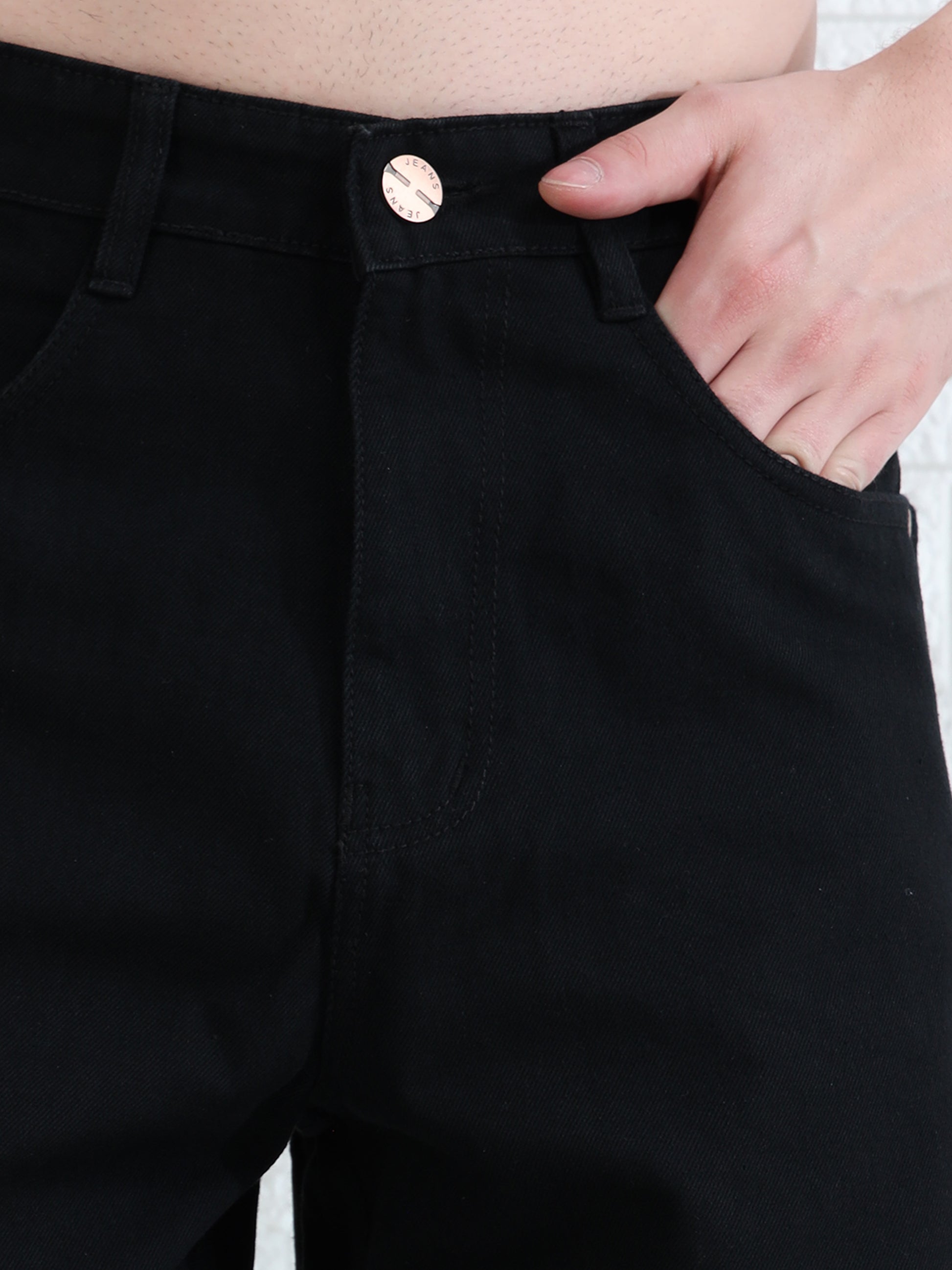 Casual men's washed black jeans
