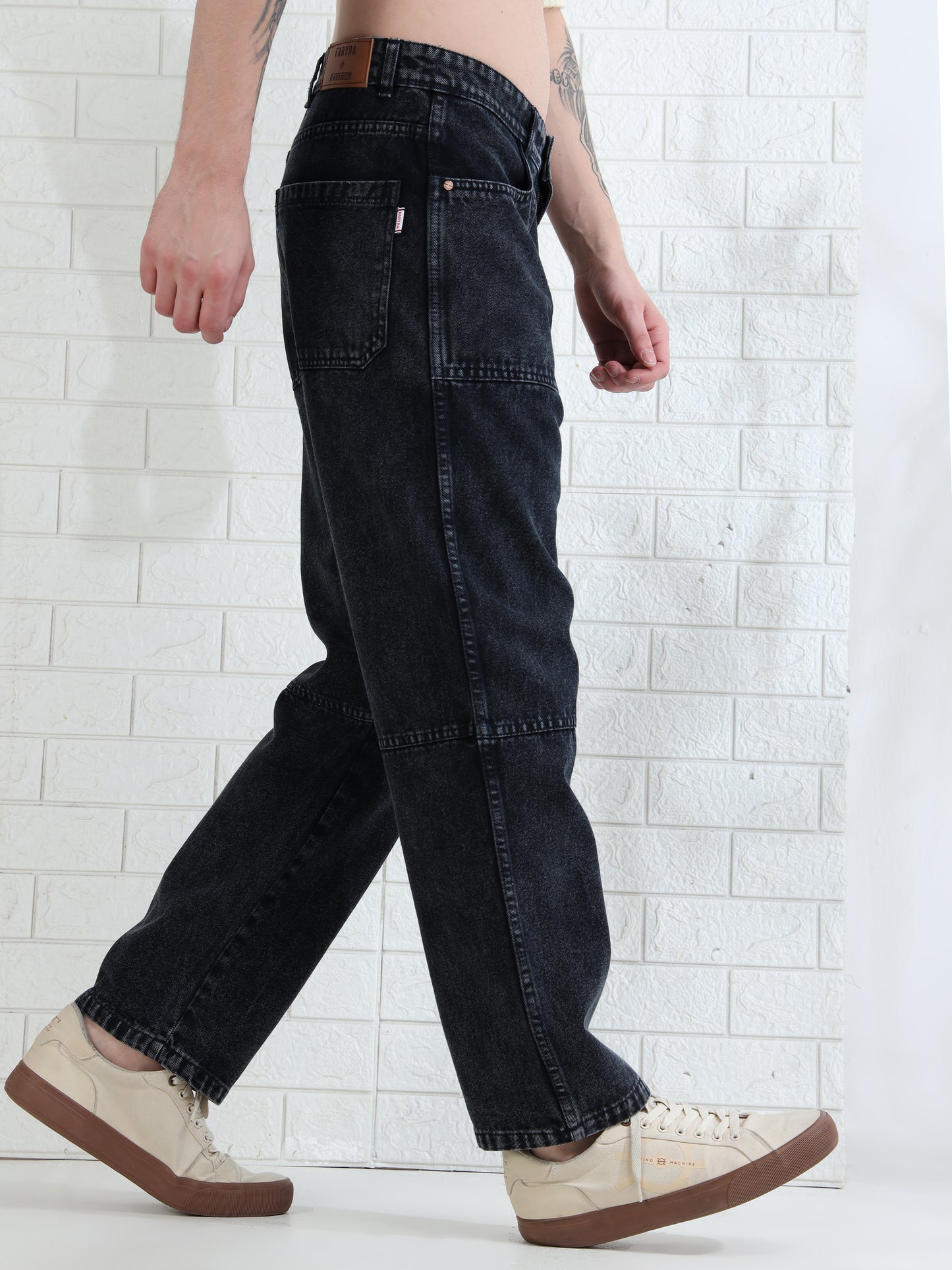 Men's everyday wear black denim jeans with comfortable fit and clean finish