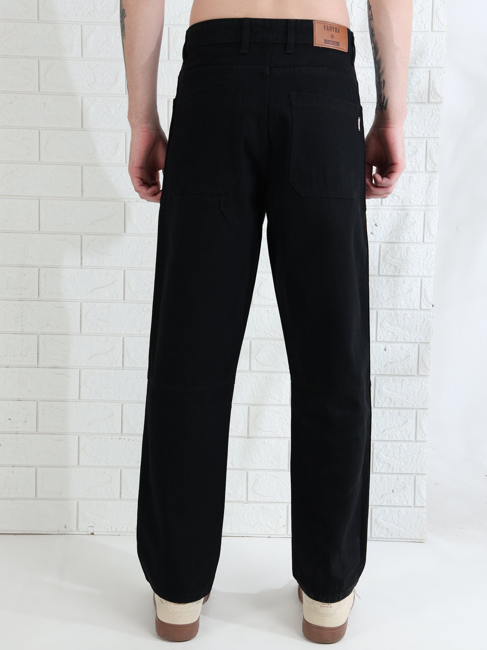 Men's black washed denim jeans