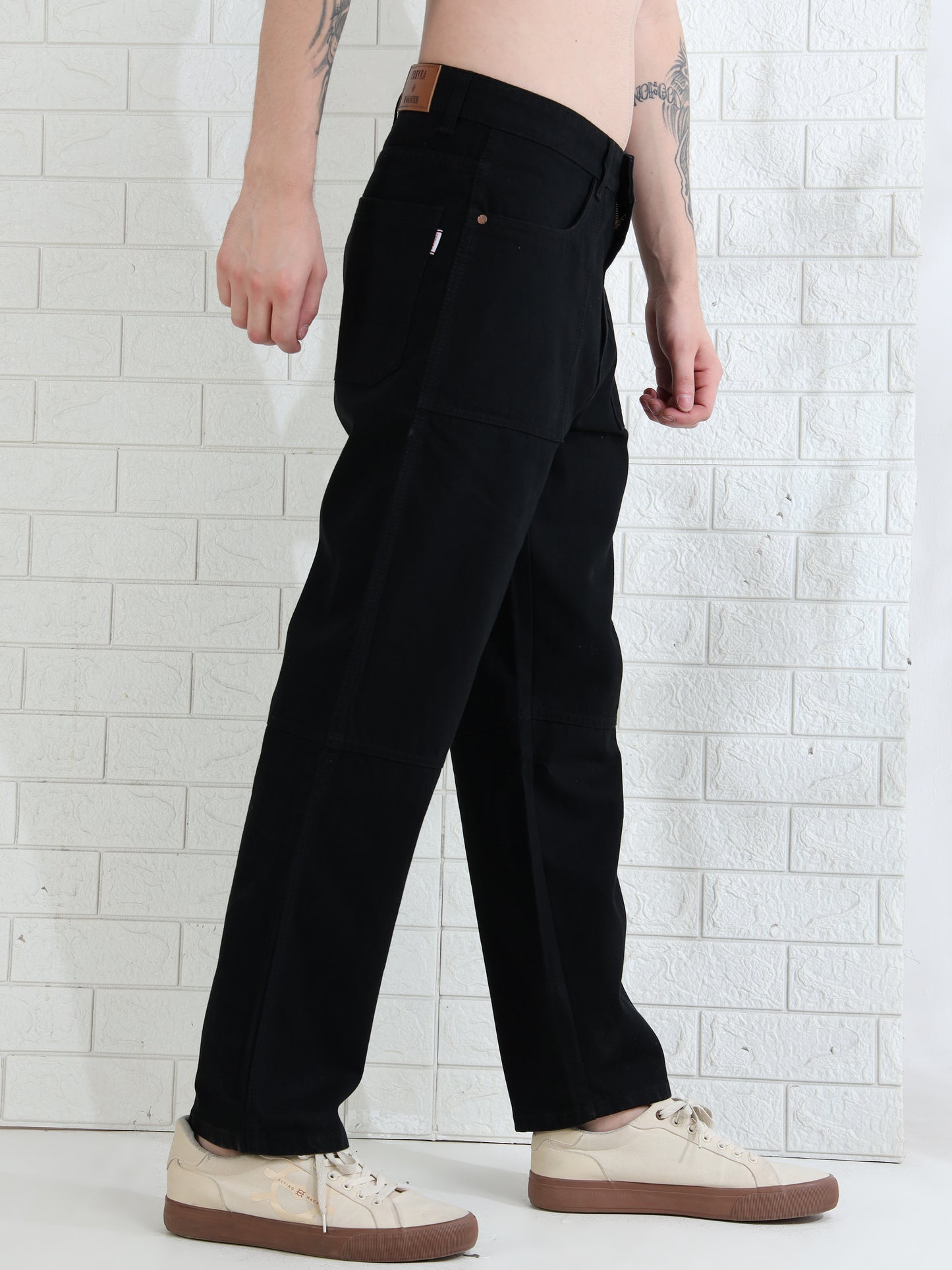 Men's black washed denim jeans