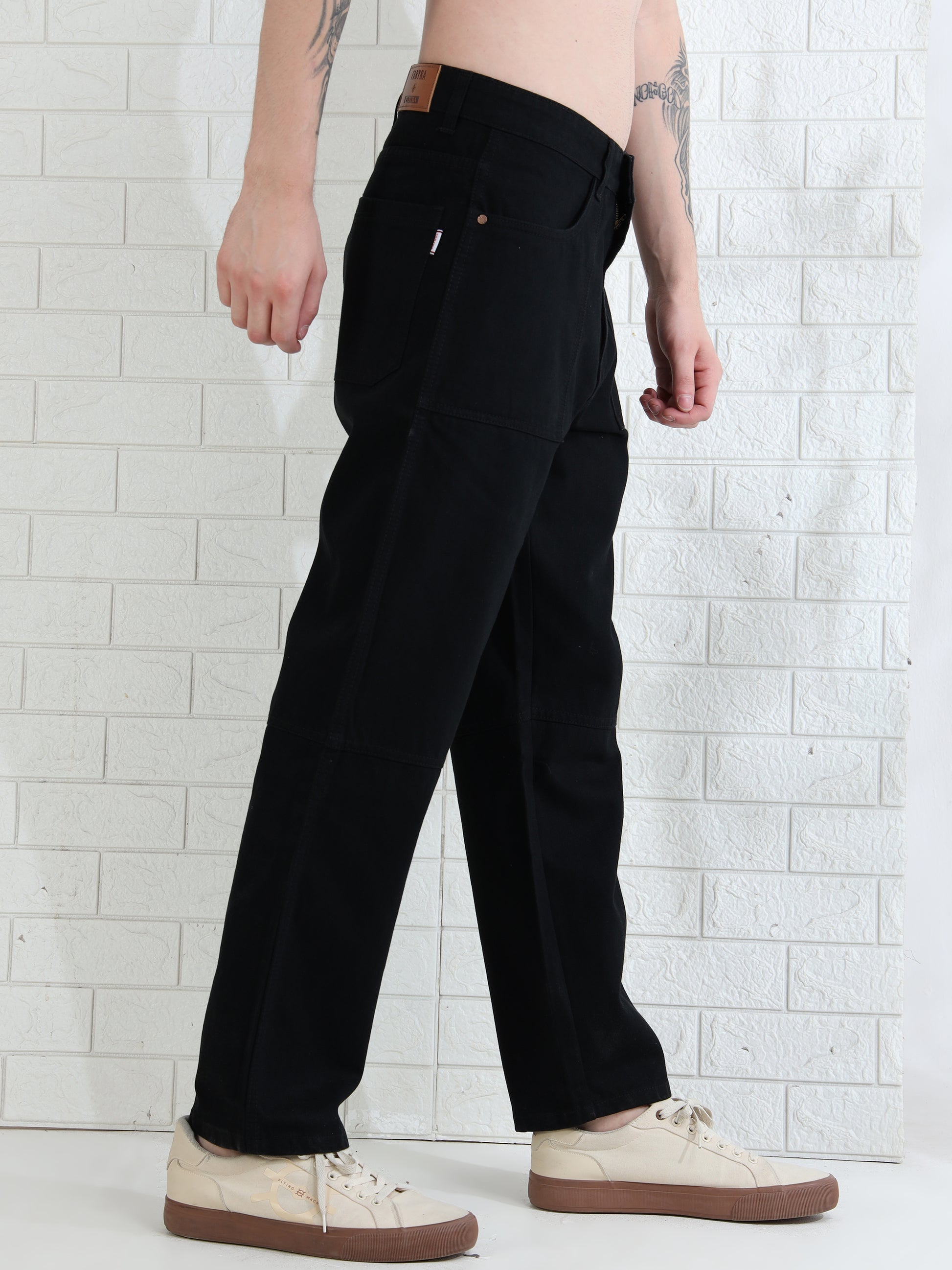 Men's black washed denim jeans