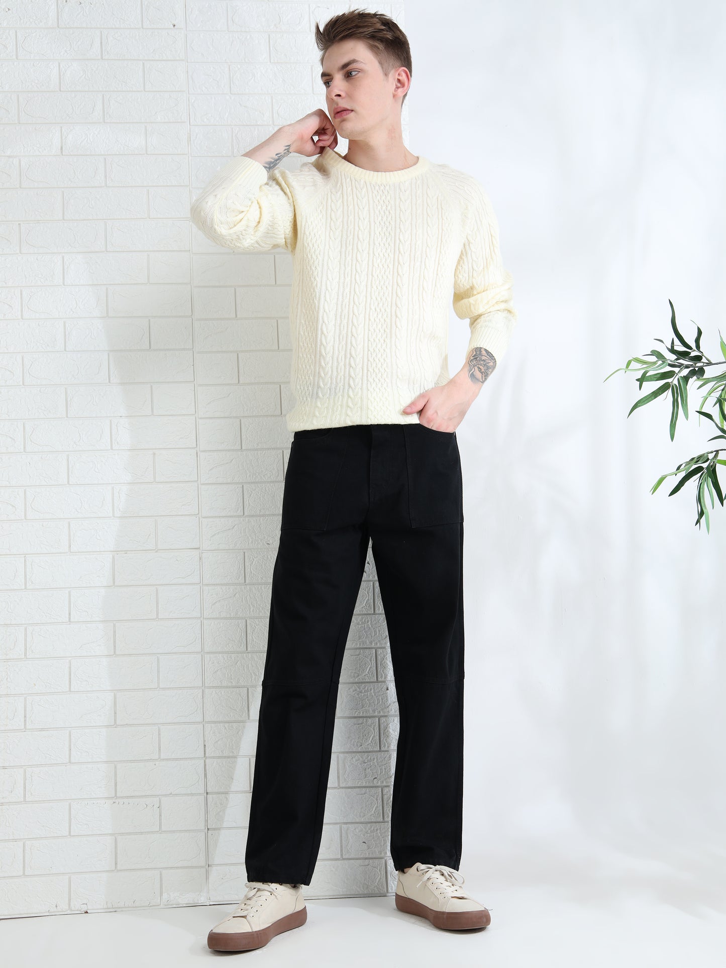 Men's everyday wear black denim jeans