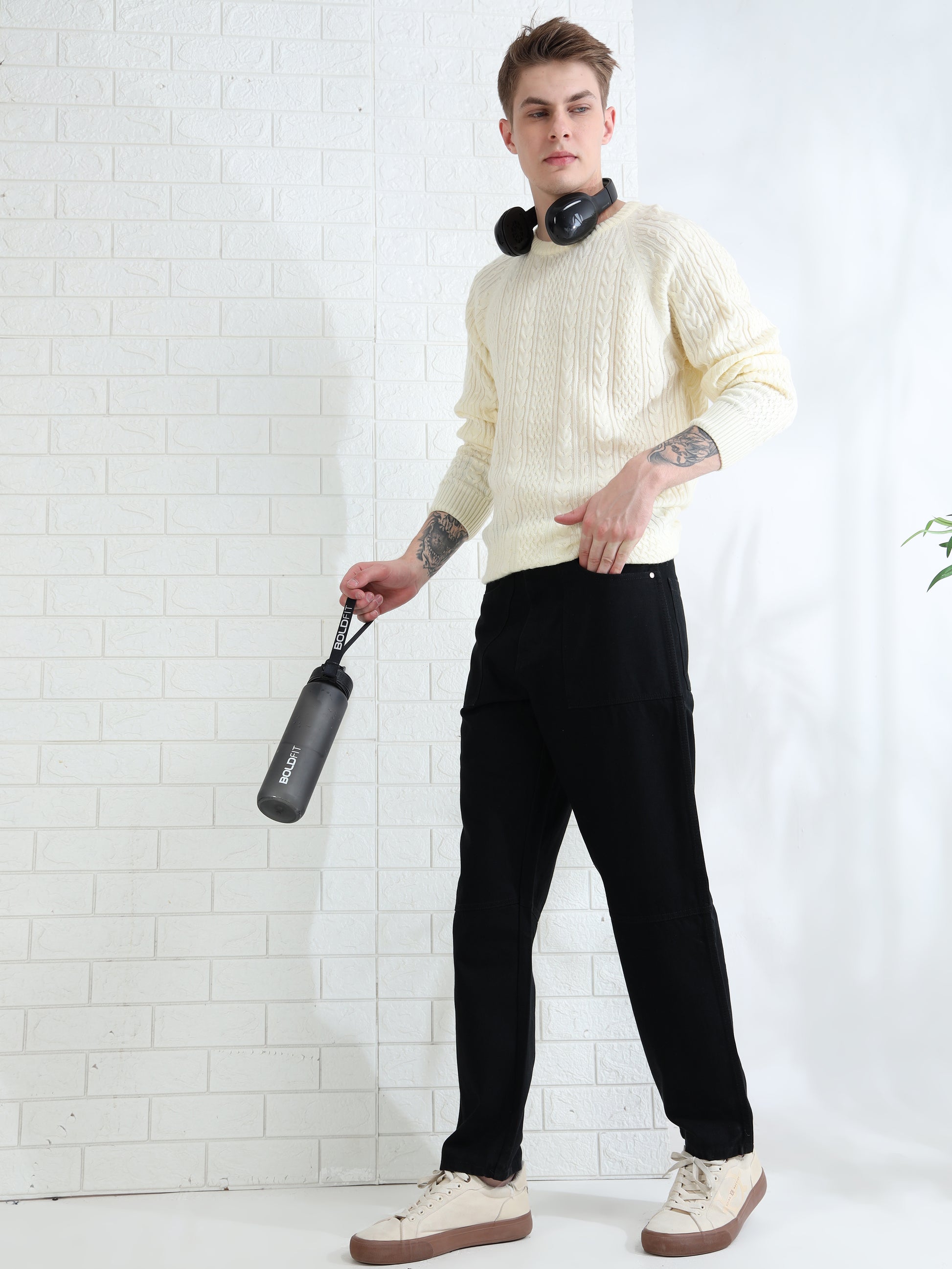 Men's everyday wear black denim jeans